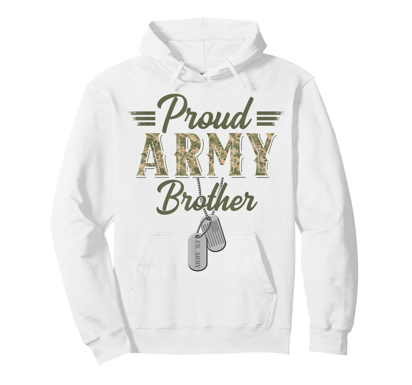 Proud Army Brother Military Brother with Dog Tag US Flag T-Shirt