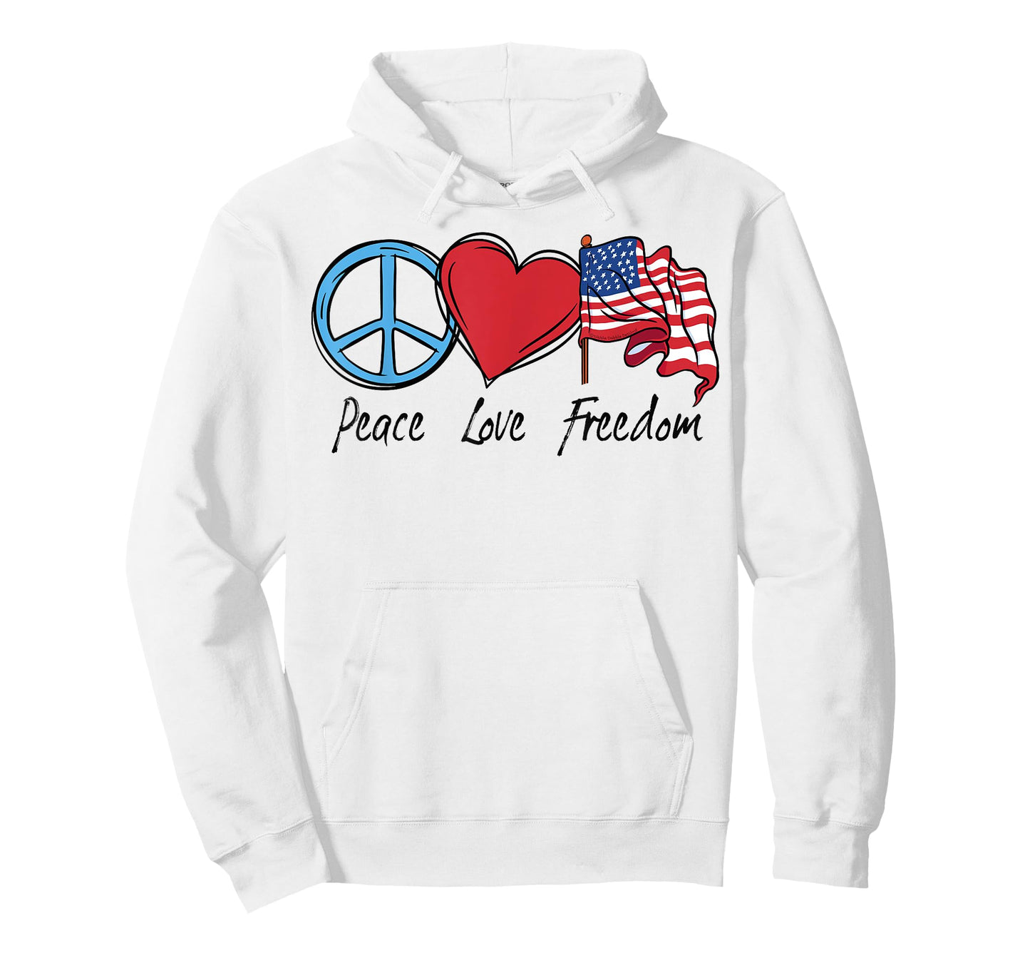 Patriotic Retro Peace Love Freedom USA Flag 4th of July T-Shirt for Women Kids Men