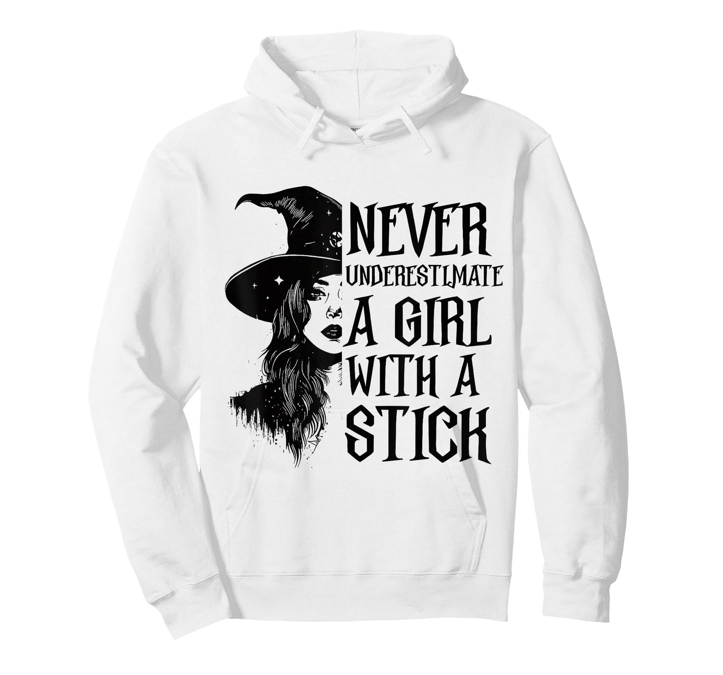 Never Underestimate A Girl with A Stick Witch Halloween T-Shirt