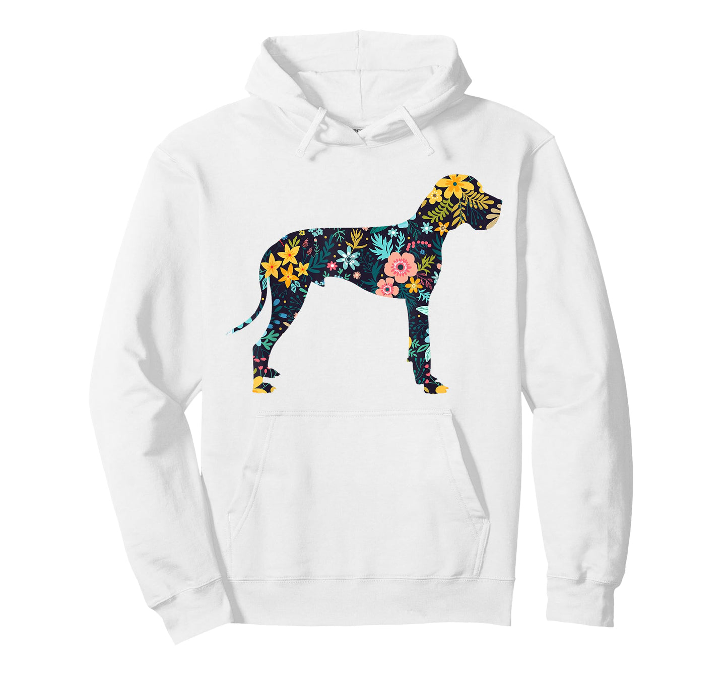 Great Dane Floral Dog Silhouette Womens Graphic T-Shirt