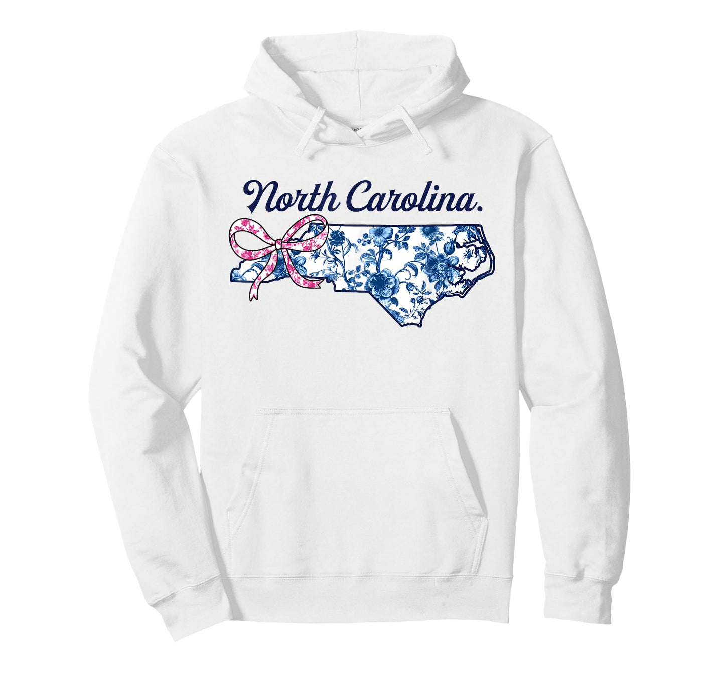 North Carolina State Map Pride Coquette Blue Chinoiserie T-Shirt