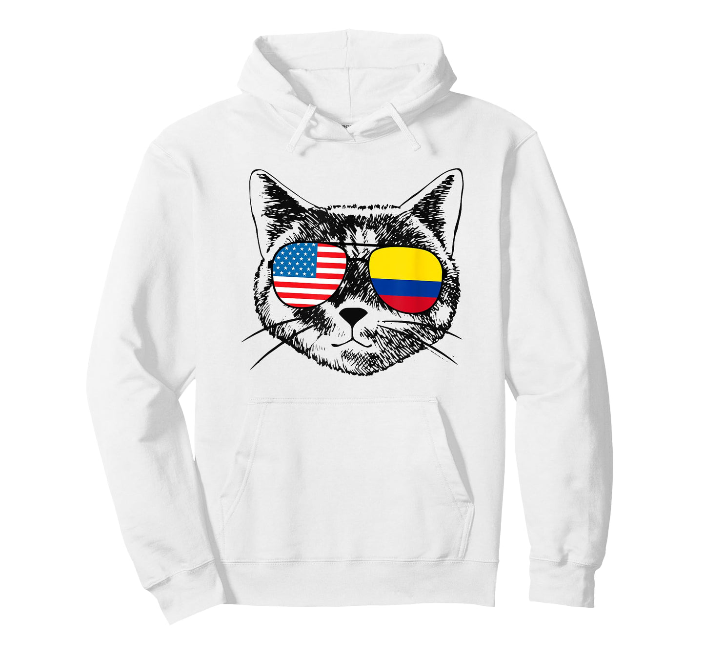 Funny Cat Half American Colombian Colombia Flag Men Women T-Shirt
