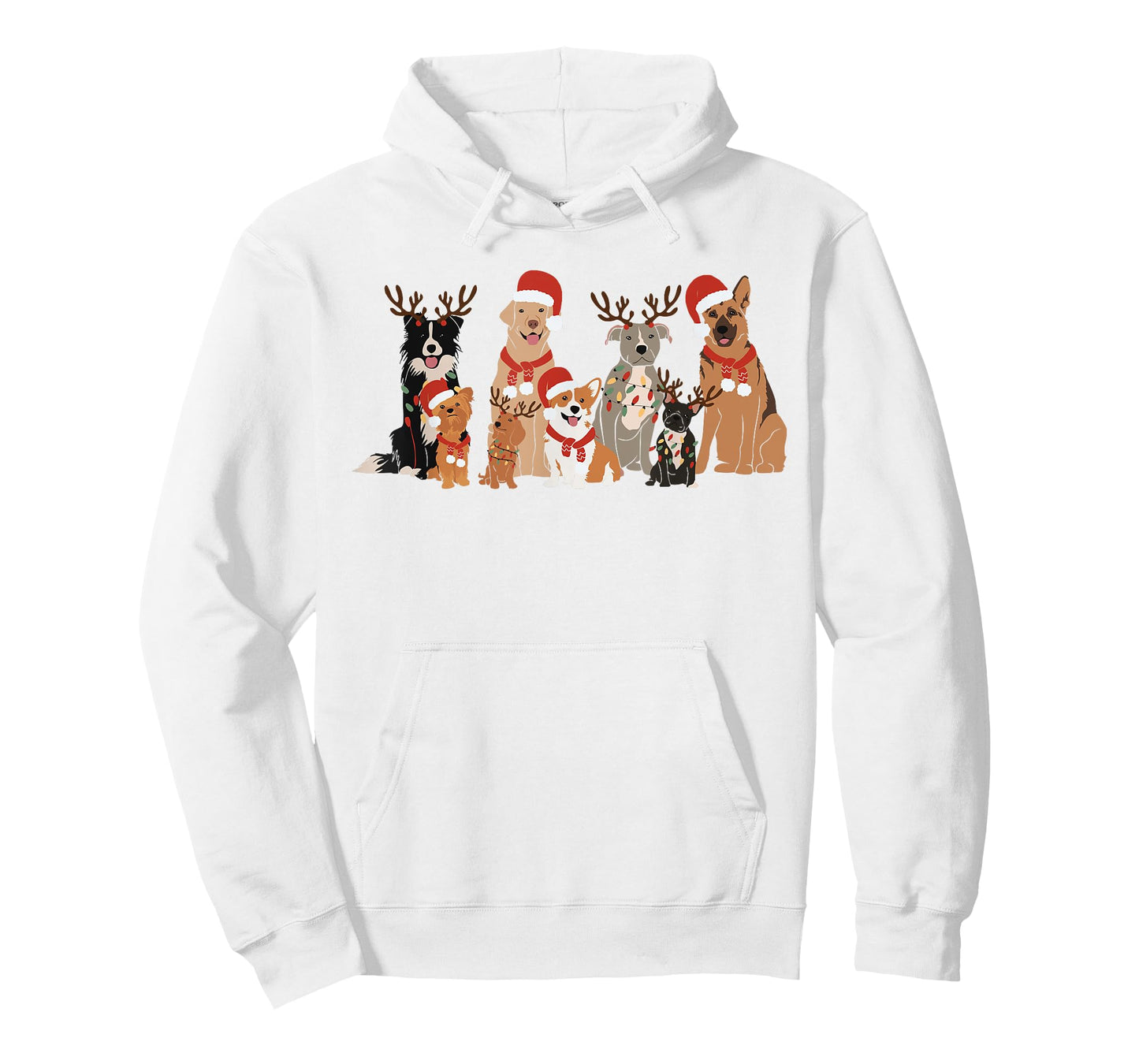 Womens Christmas Dogs Squad Reindeer Santa Lights Dog Owner T-Shirt