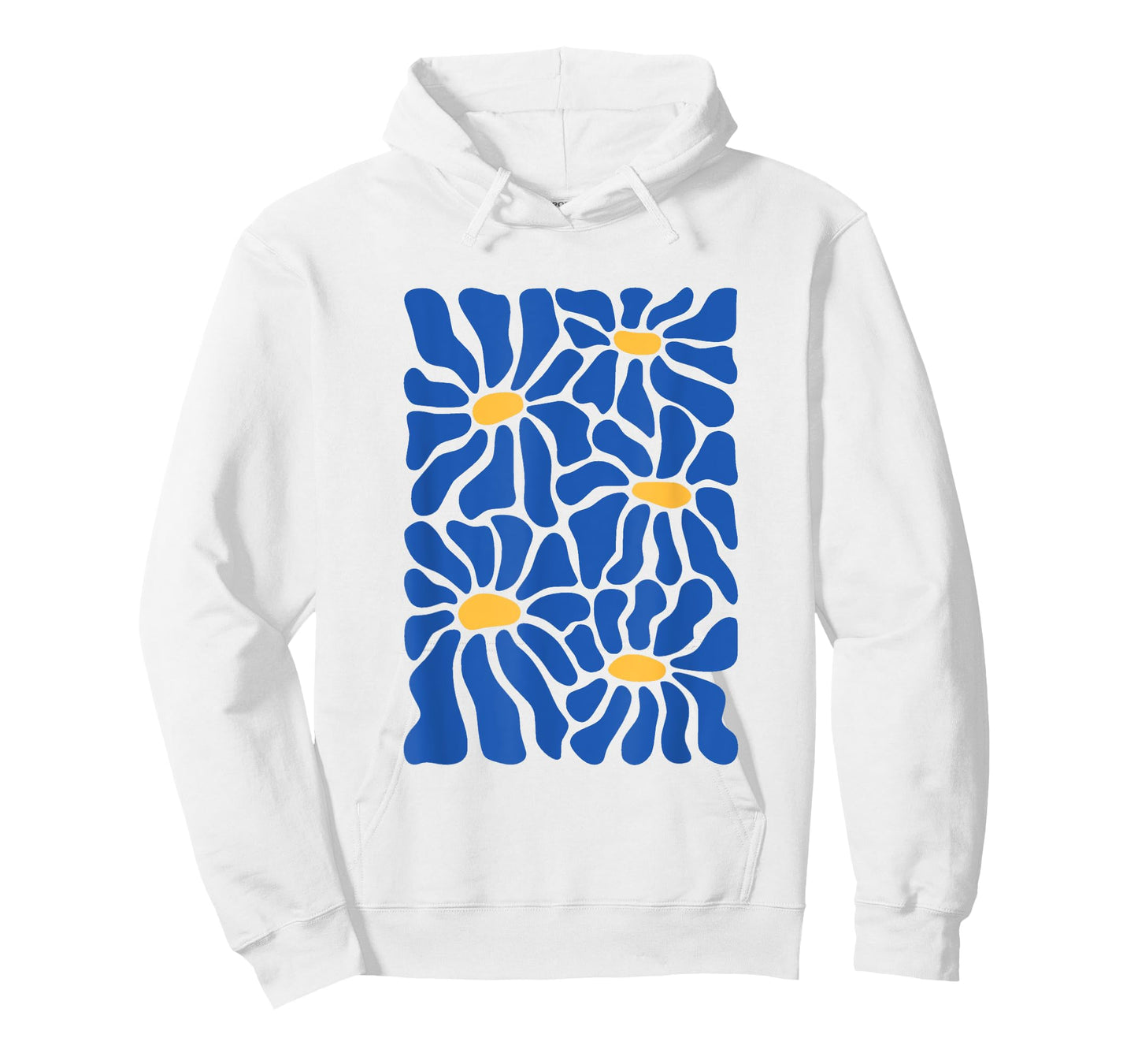 Vintage Blue and Yellow Abstract Floral Art T-Shirt