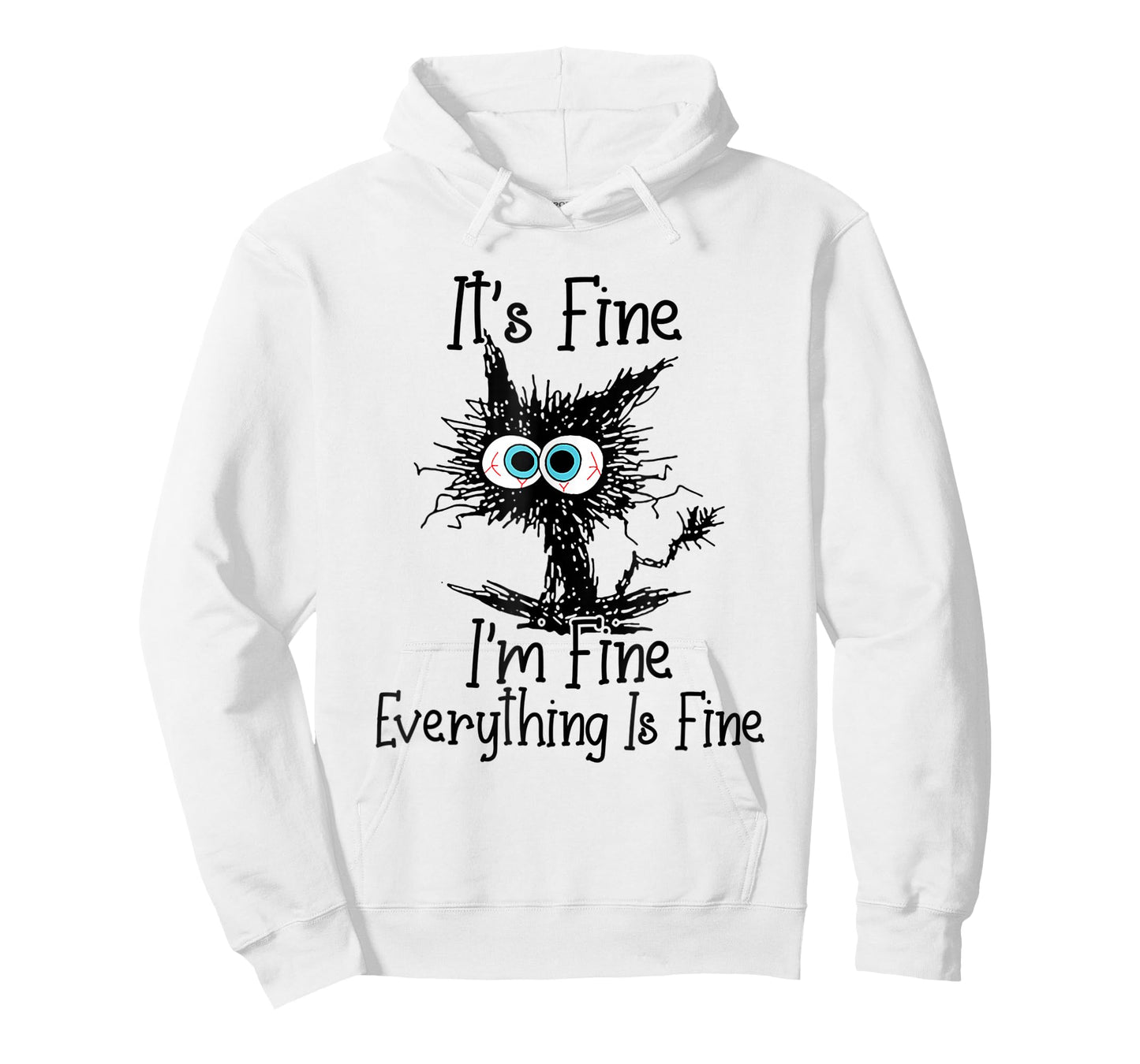Funny Black Cat It's Fine I'm Fine Everything is Fine T-Shirt Small