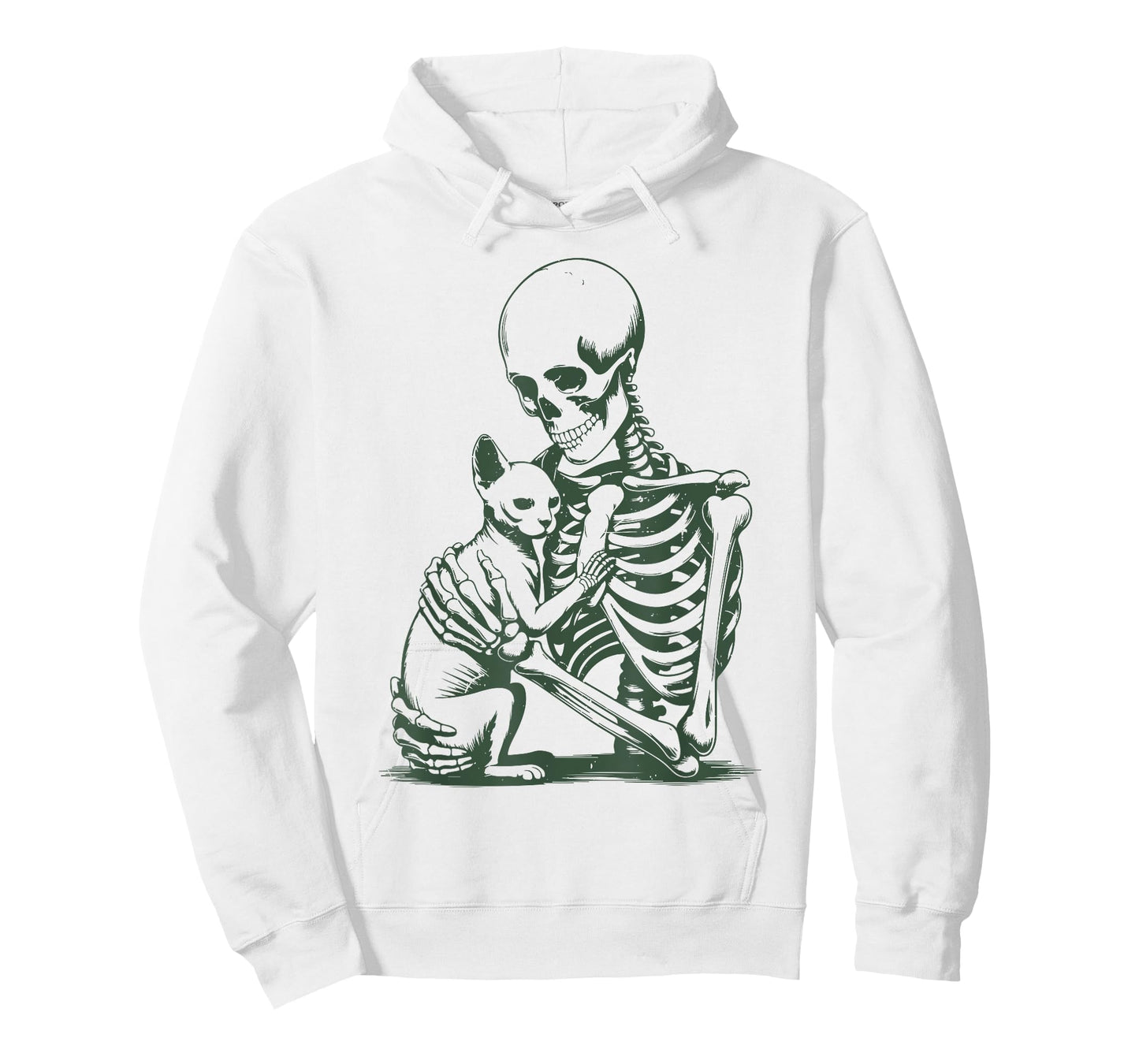 Vintage Skeleton Holding Sphynx Cat Halloween Funny Women T-Shirt