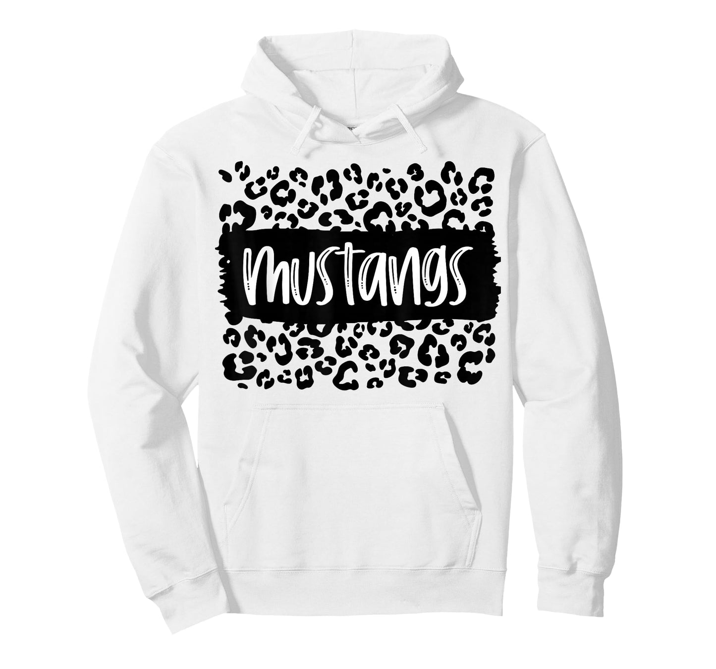 Mustangs Team Mascot School Spirit Game Night Leopard Print T-Shirt