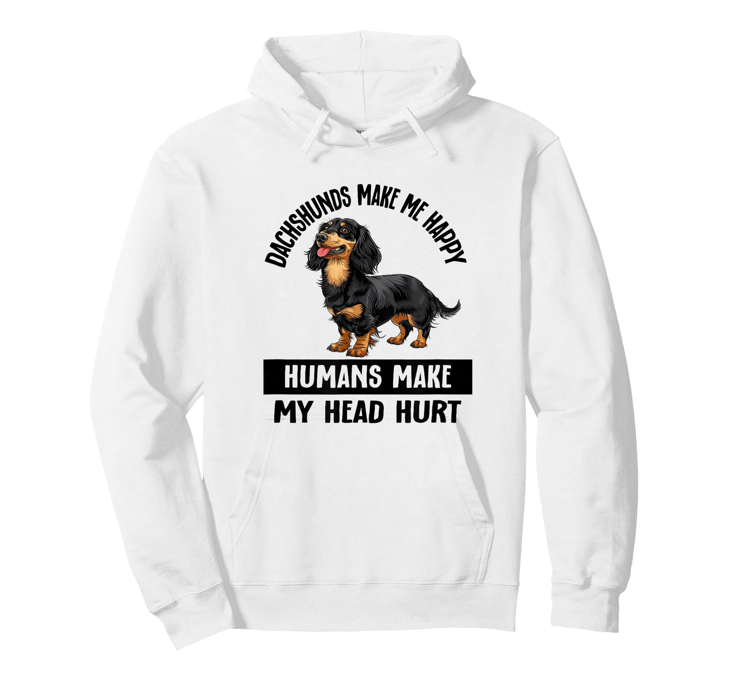 Mens Womens Funny Happy Black Long Haired Dachshund Lover T-Shirt