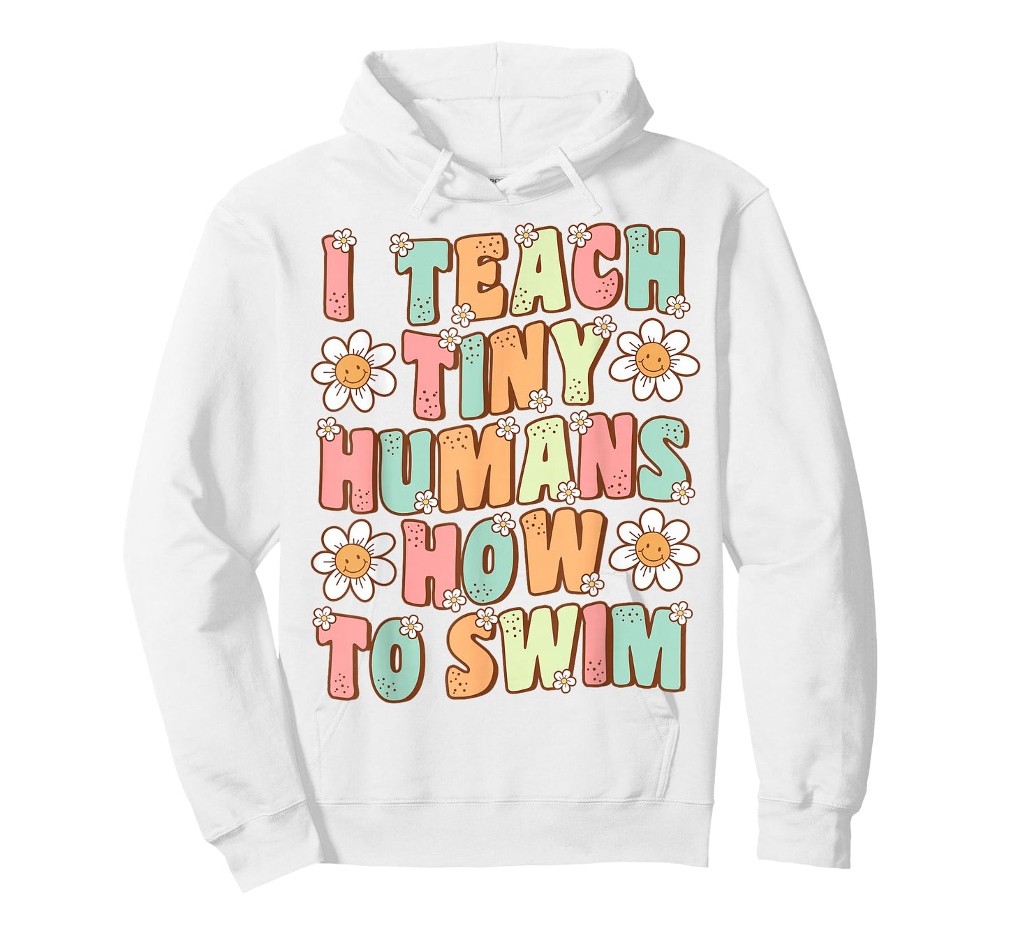 I Teach Tiny Humans to Swim Instructor Groovy Retro Swimming T-Shirt