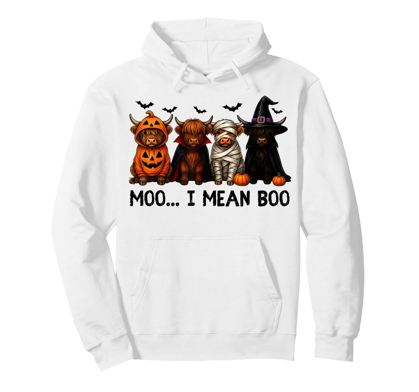 Moo I Mean Boo Funny Highland Cow with Halloween Costume T-Shirt