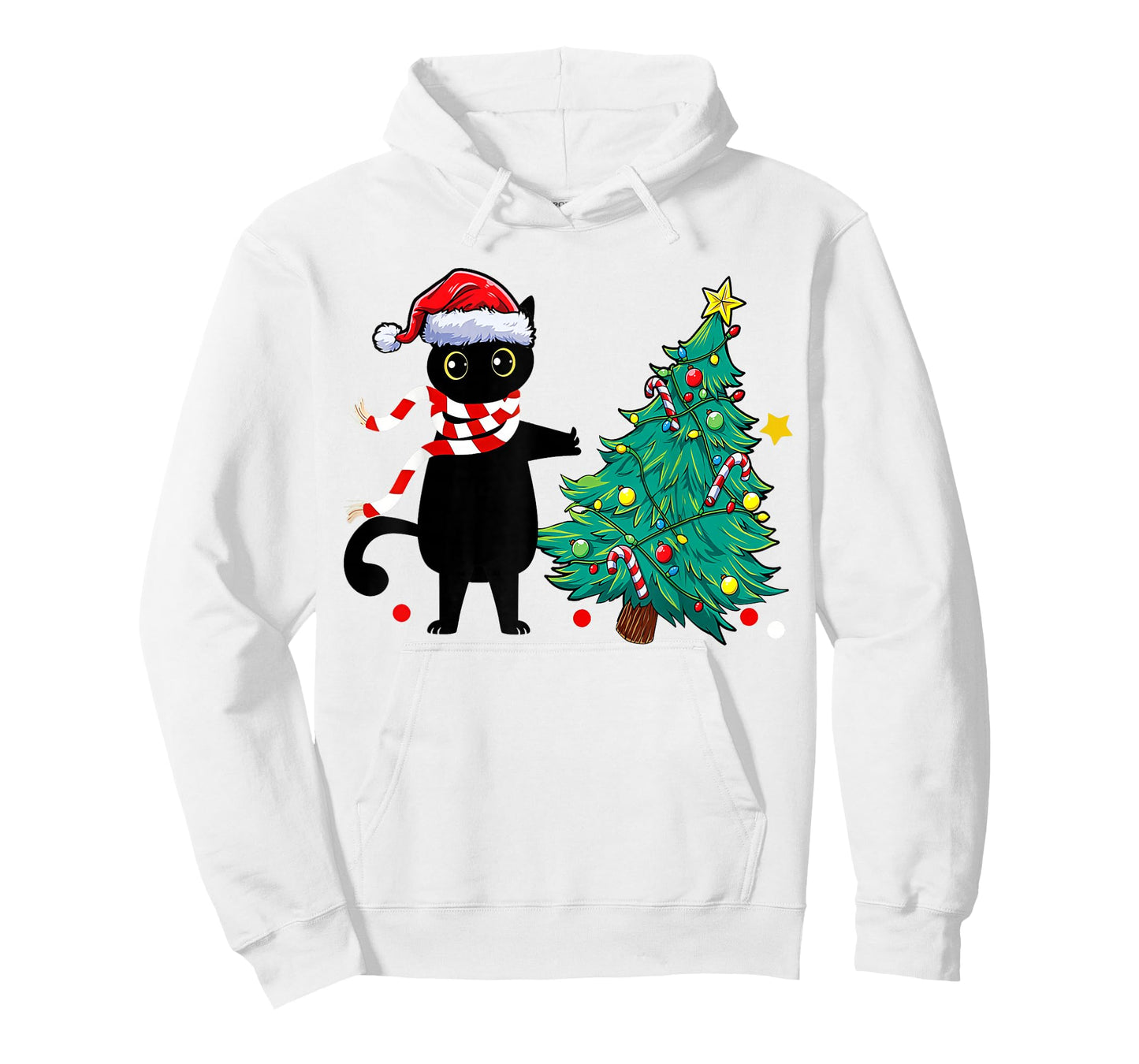 Christmas Cat for Women Men Family Funny Black Cat Tree T-Shirt