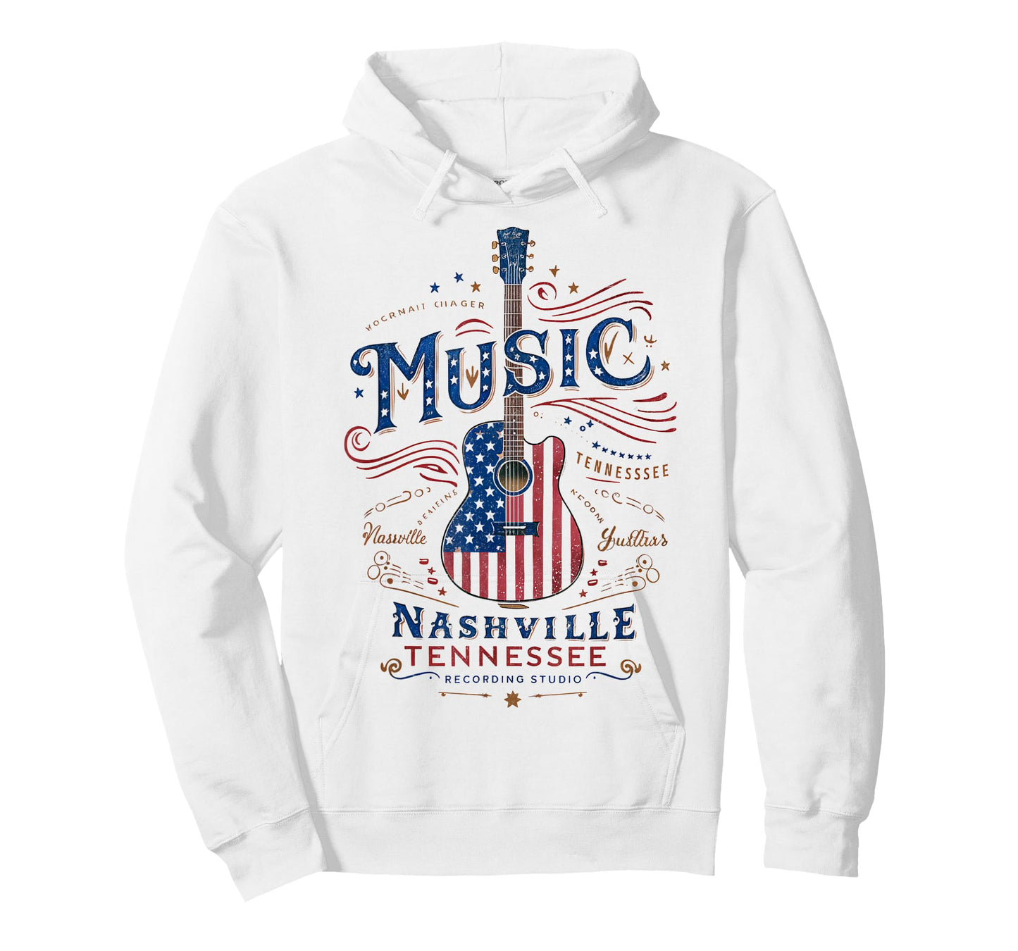 Rock American Flag Patriotic USA Music Nashville Guitar T-Shirt