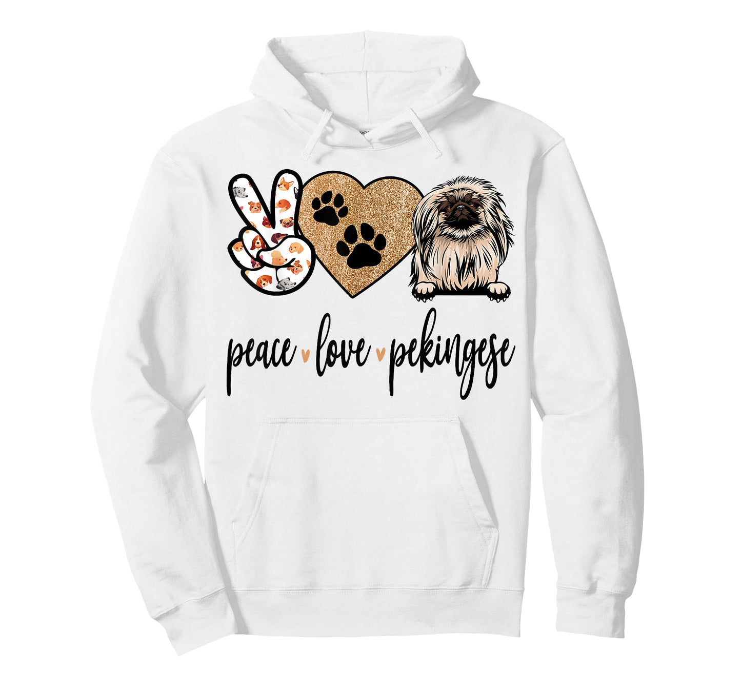 Funny Peace Love Pekingese Dog Lover T-Shirt
