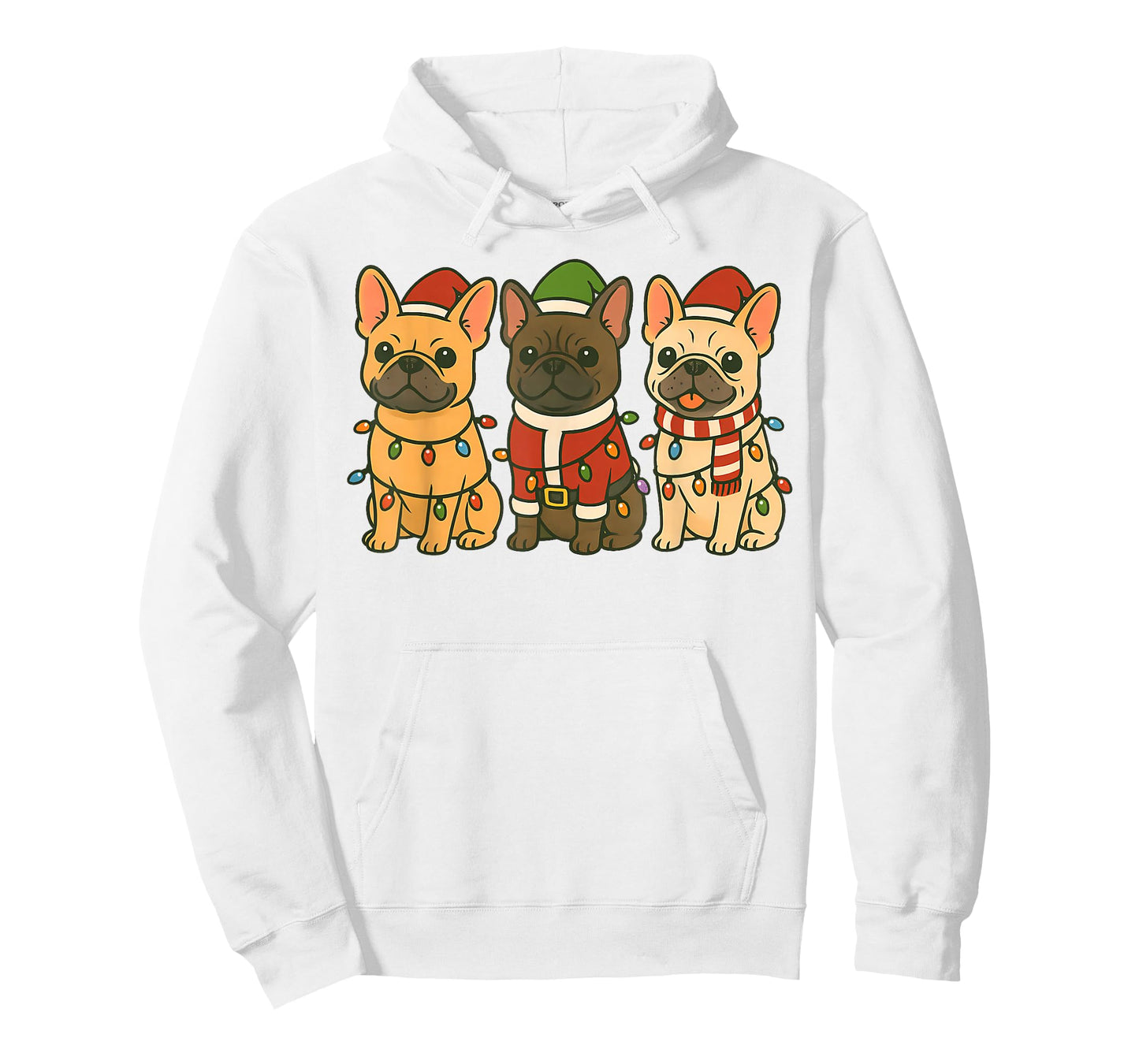 Cute French Bulldog Dogs Christmas Lights Santa Holiday Fun T-Shirt