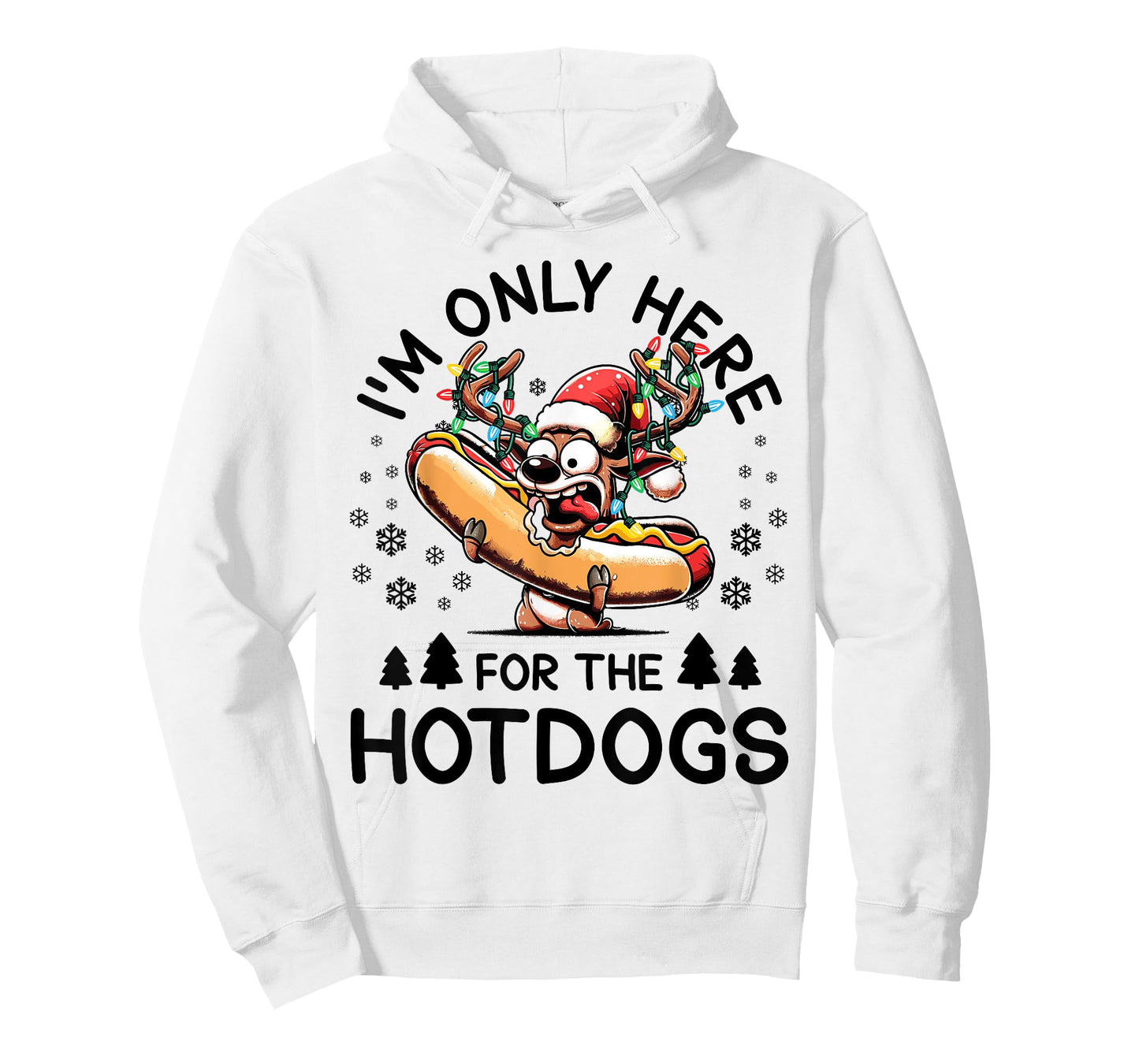 Hotdog Christmas Reindeer I'm Only Here For The Hotdogs T-Shirt