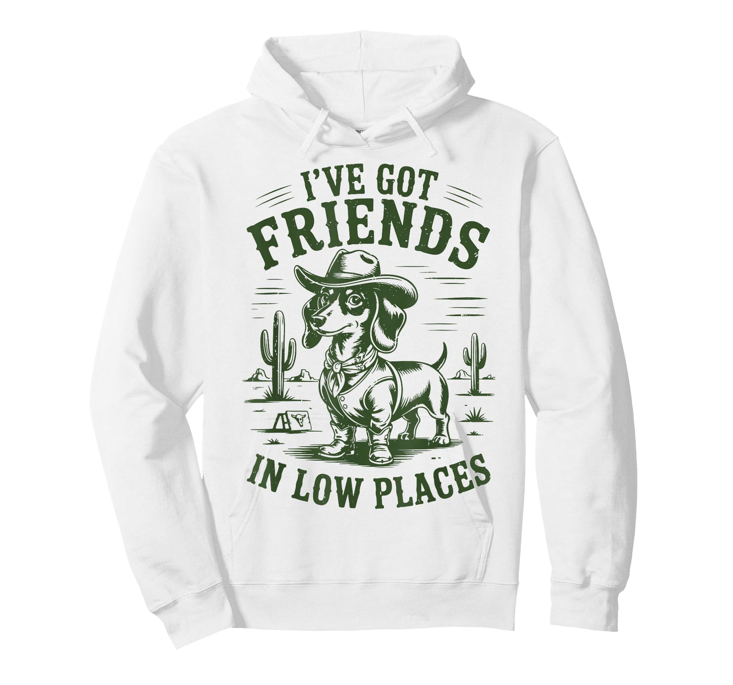 Cowboy Dachshund I've Got Friends in Low Places Funny Weiner T-Shirt