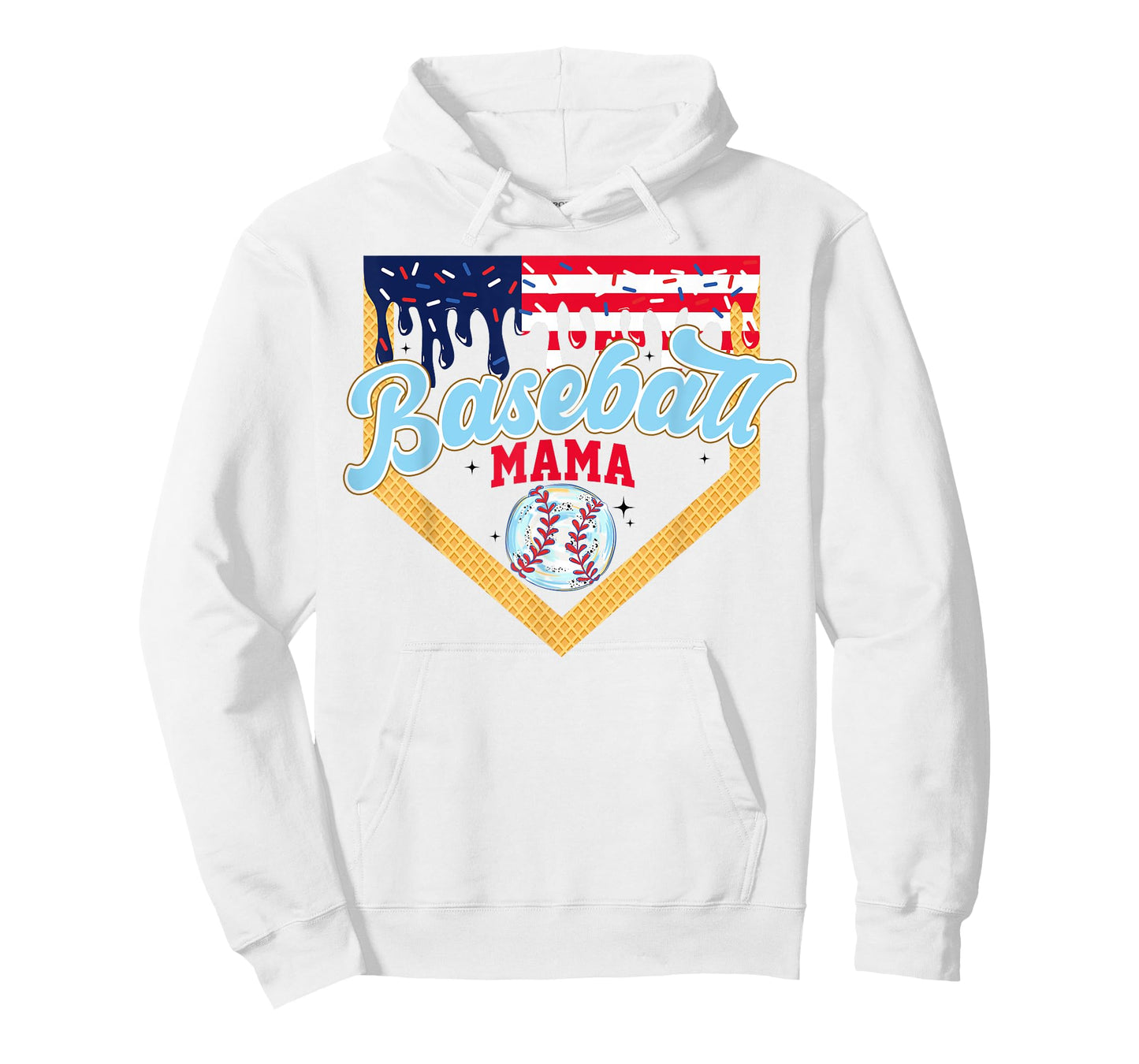 4th Of July Baseball Drip Ice Cream Patriotic American Flag T-Shirt