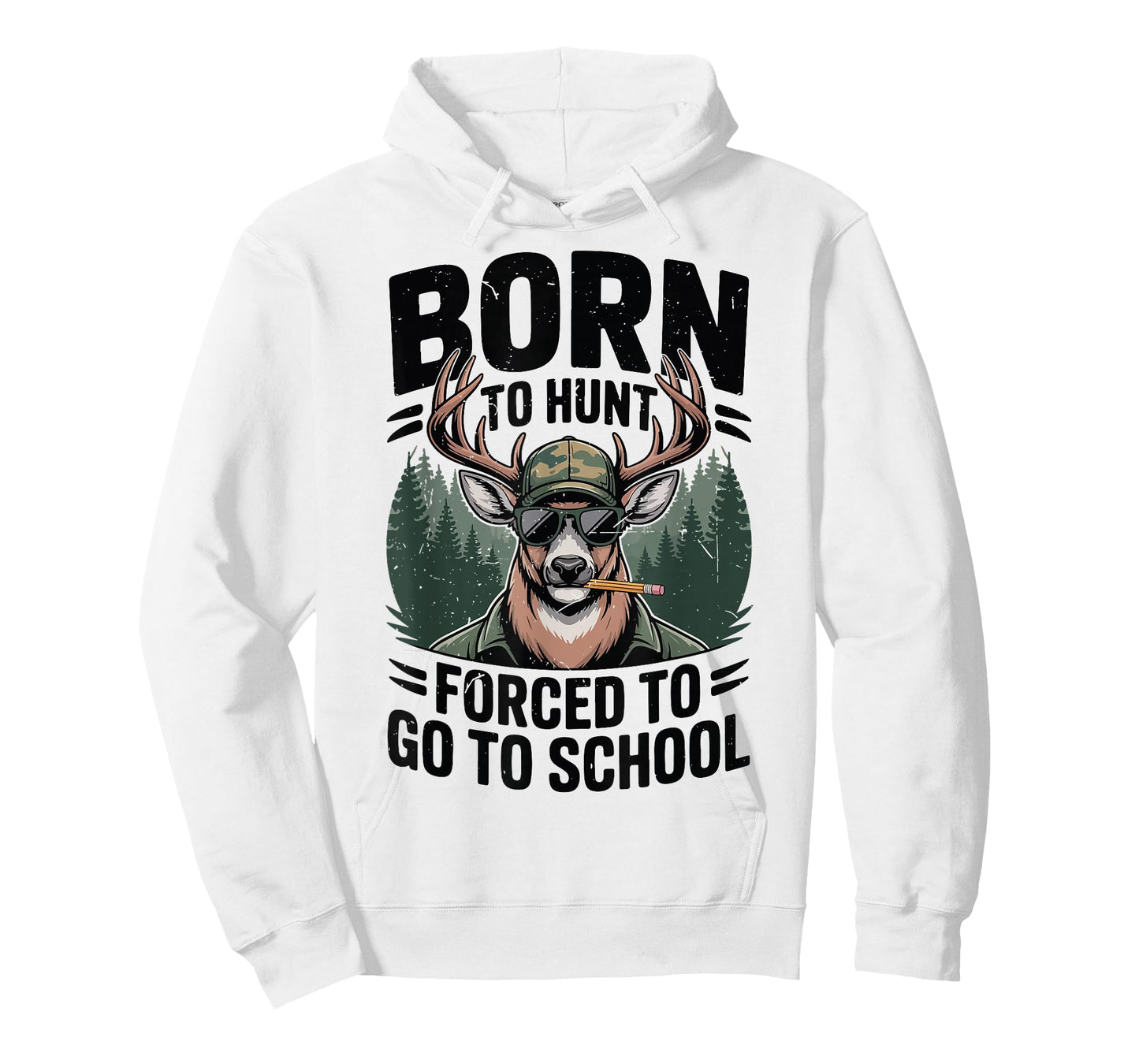 Youth Boy Camo Deer Hunting Born Hunt Forced Go School Funny T-Shirt
