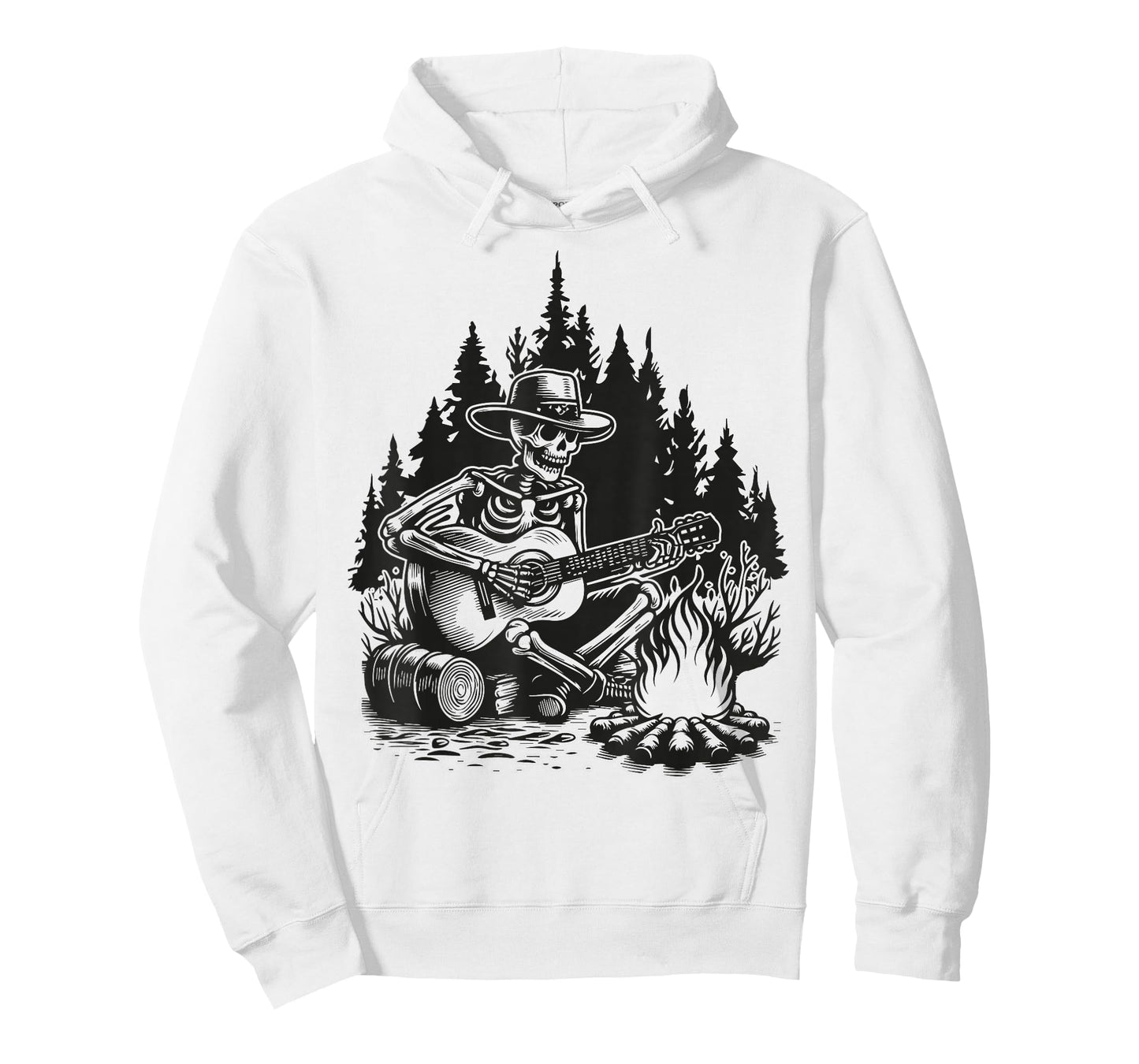Camp Skeleton Country Music Campfire Skeleton Playing Guitar T-Shirt