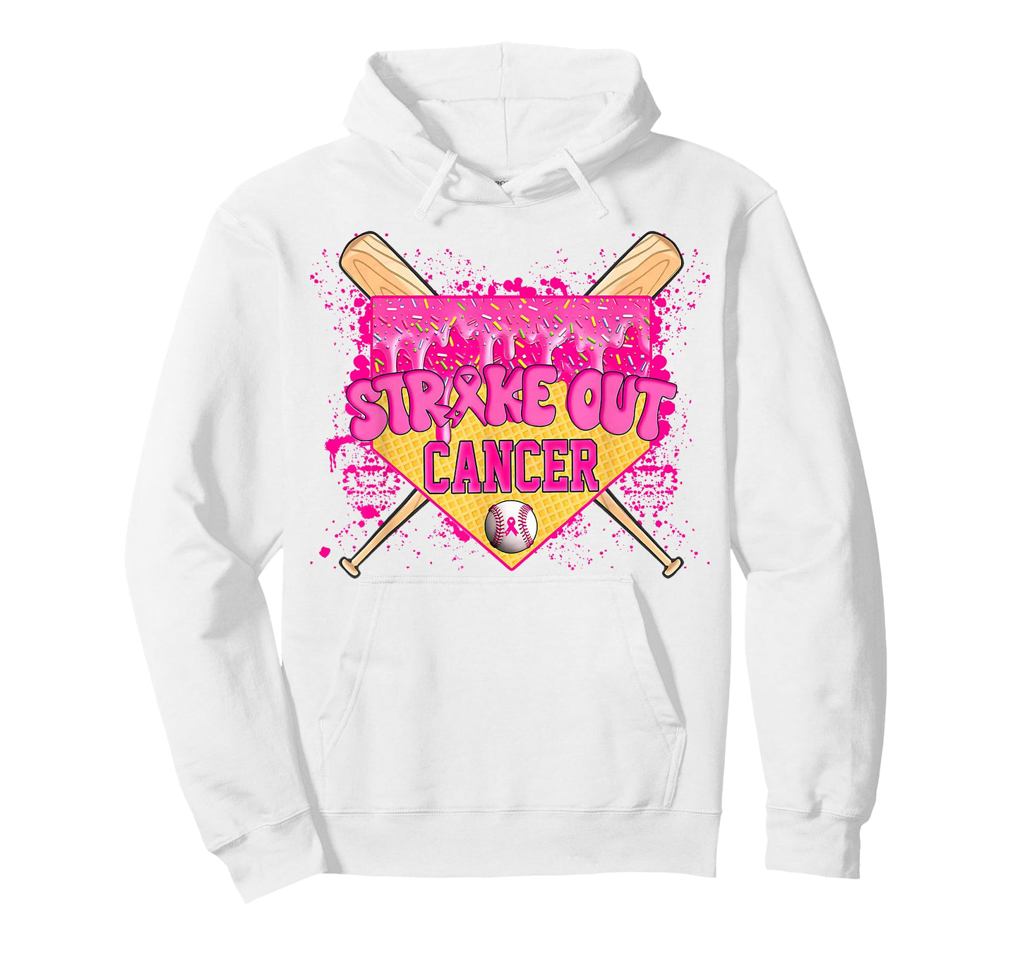 Strike Out Breast Cancer Warrior Baseball Drip Home Plate T-Shirt