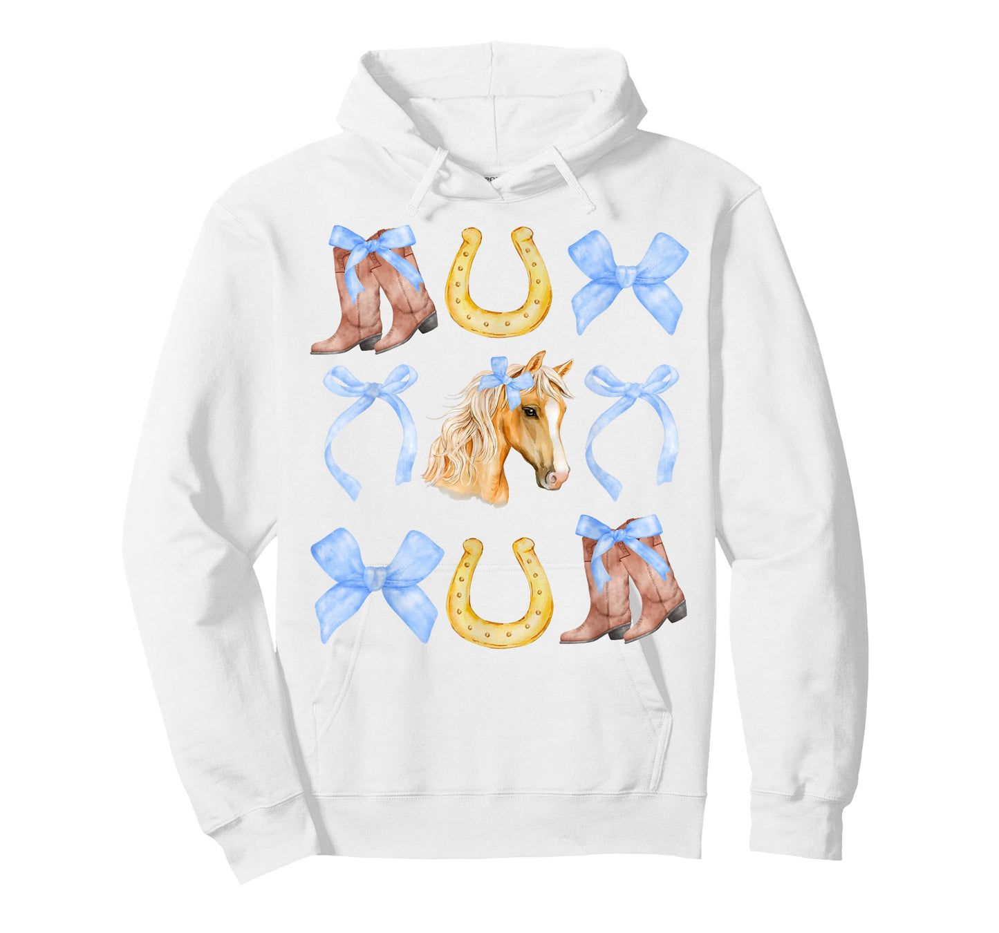 Western Girl Country Rodeo Blue Cowgirl Horse Coquette Bow T-Shirt