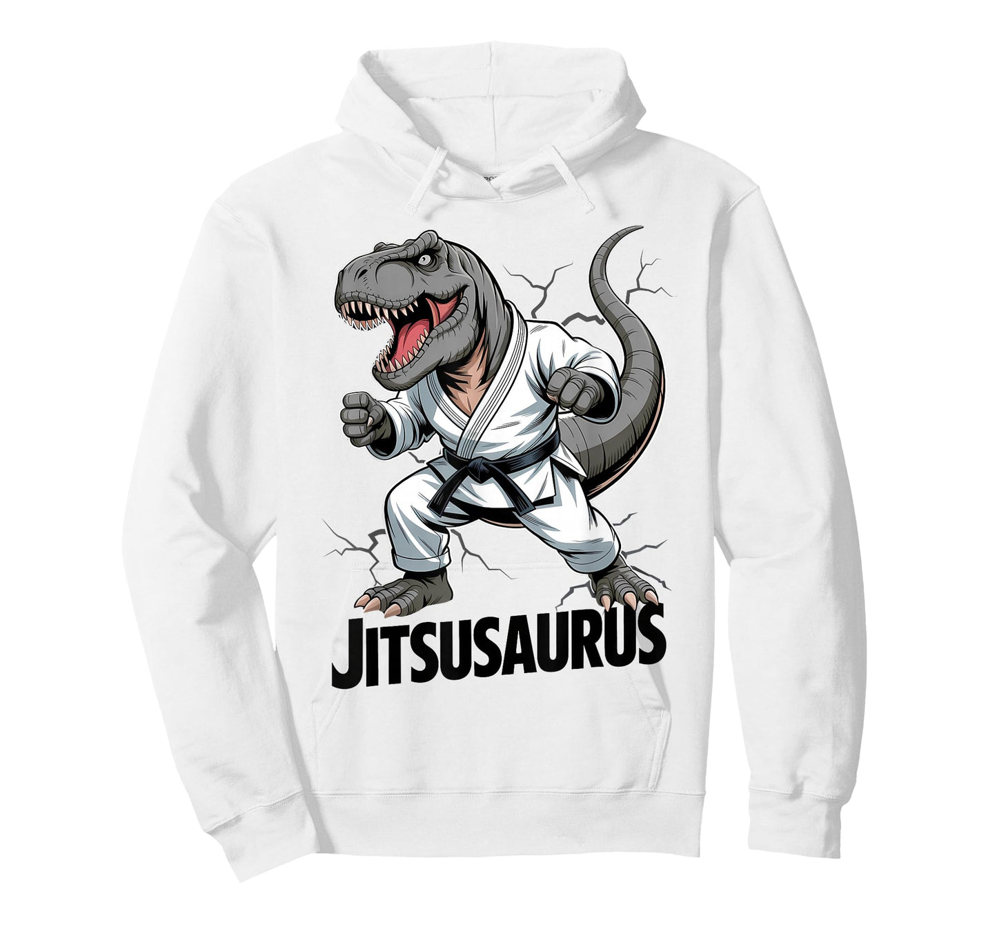 Jitsusaurus Funny Dinosaur Brazilian Jiu Jitsu T-rex White T-Shirt