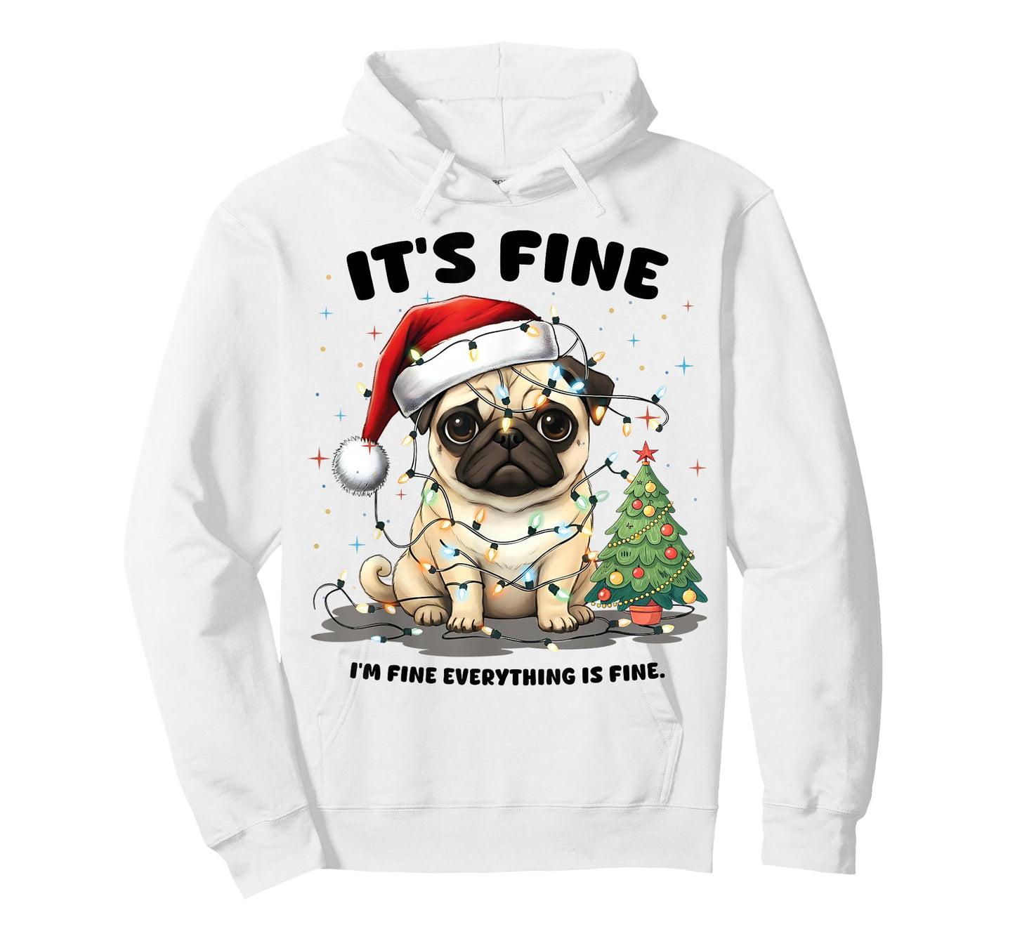 Funny Pug It's Fine I'm Fine Christmas Dog Gifts for Women T-Shirt