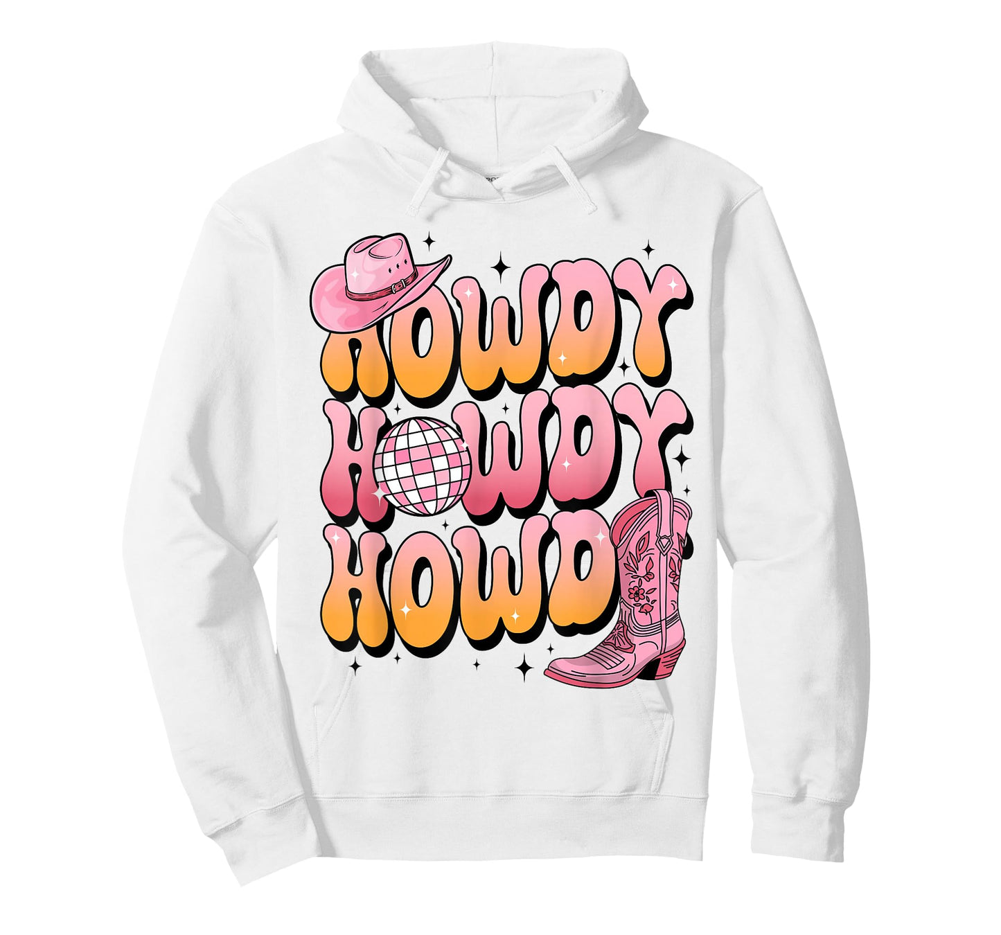 Howdy Cowgirl Women Girls Disco Ball Cowgirl Boot Hat Howdy T-Shirt