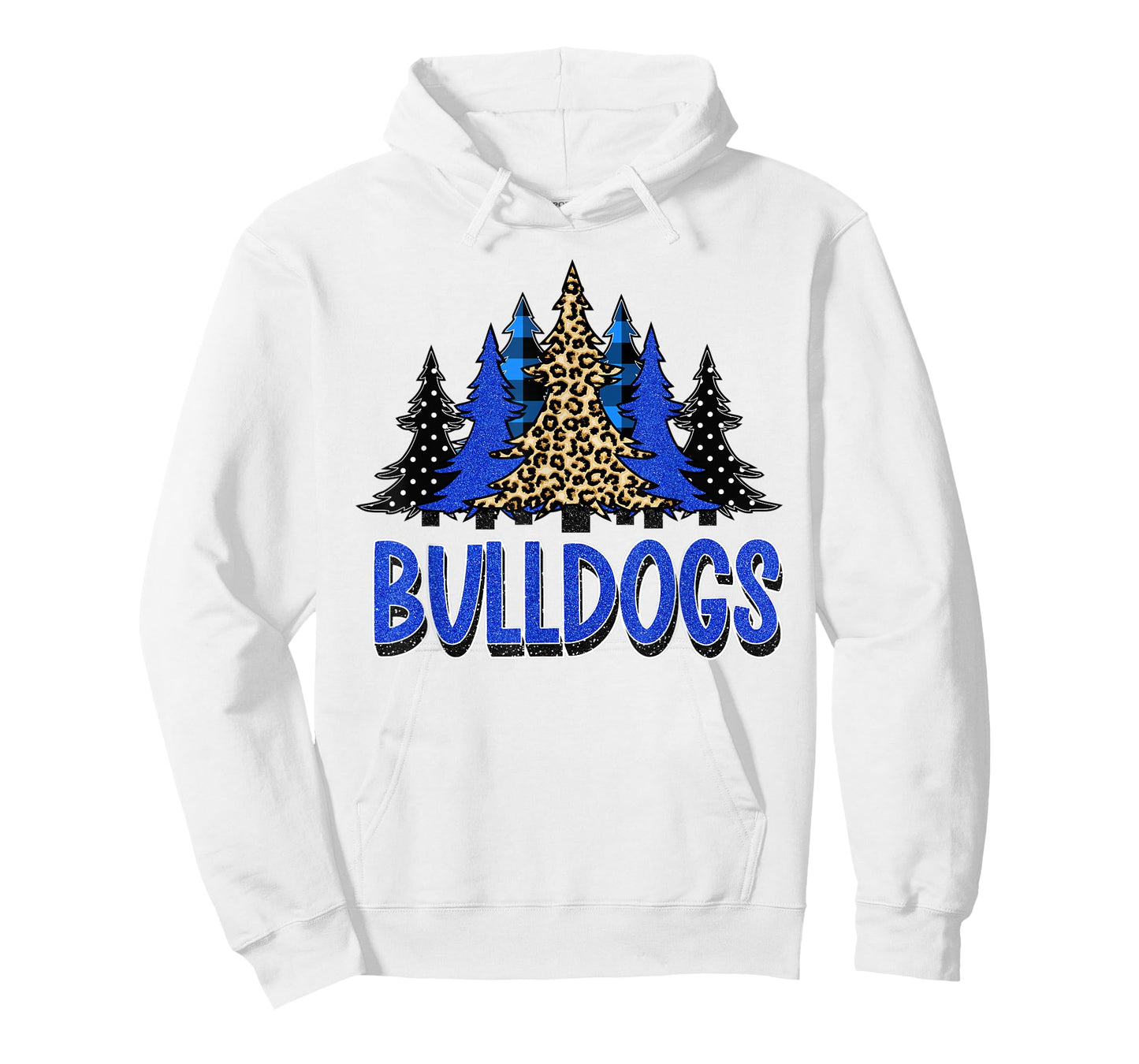 Bulldogs Christmas School Spirit Blue Black White T-Shirt