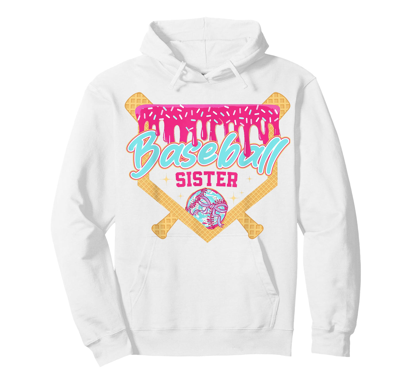 Baseball Sister Drip Ice Cream Baseball Game Day T-Shirt
