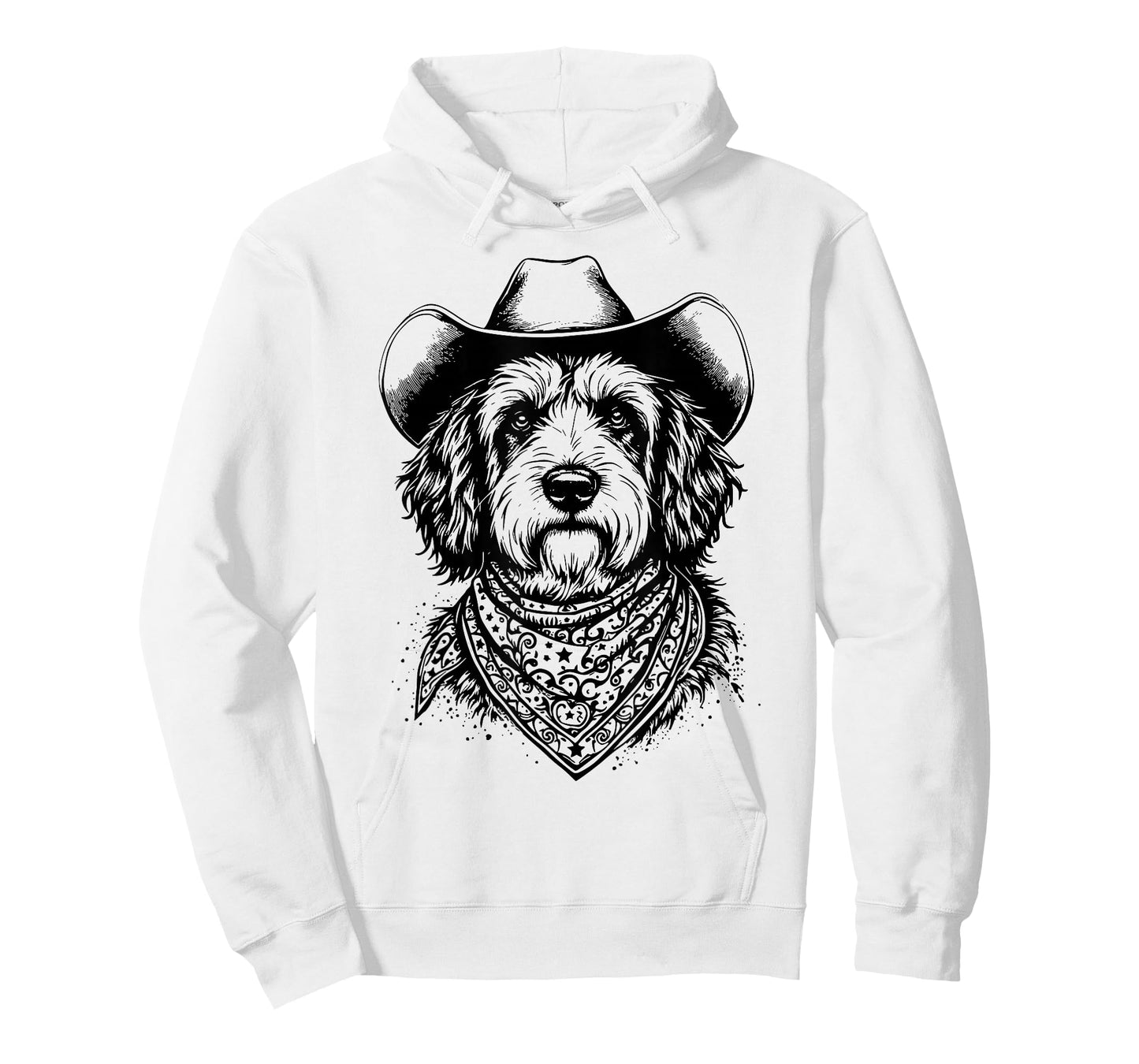 Retro Old English Sheepdog Cowboy Hat and Bandana Western T-Shirt
