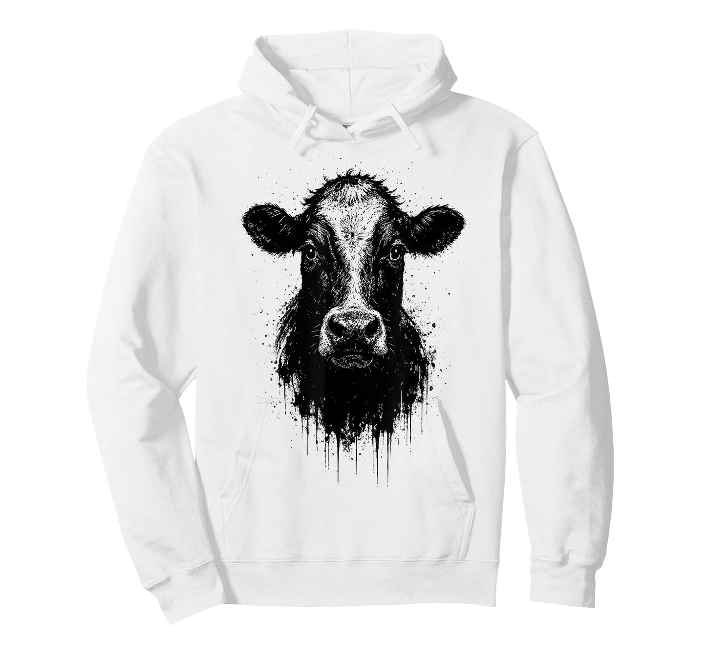 Cow Ink Art Country Farm Rustic Animal Portrait Edgy Grunge T-Shirt
