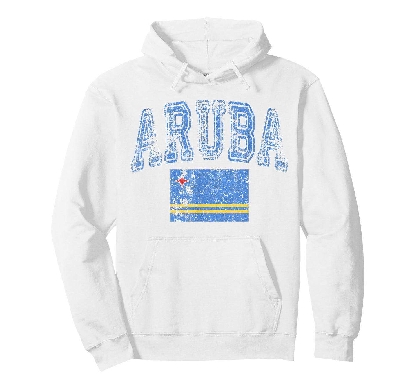 Threadrock Vintage Retro Faded Aruba Flag T-Shirt - White, Small, Unisex-Adults - Short Sleeve, Crew Neck, Polyester 100%