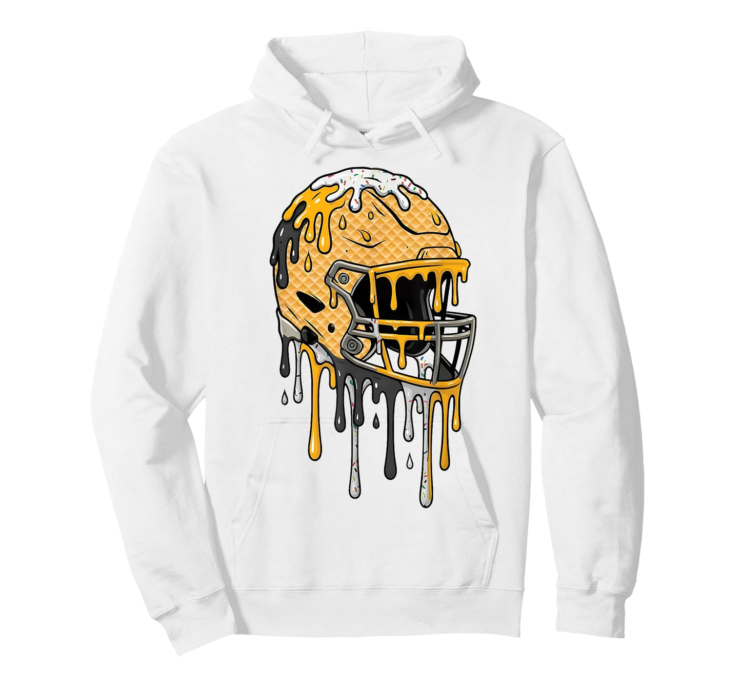 Football Helmet Black and Gold Ice Cream Drip Boys Kids T-Shirt