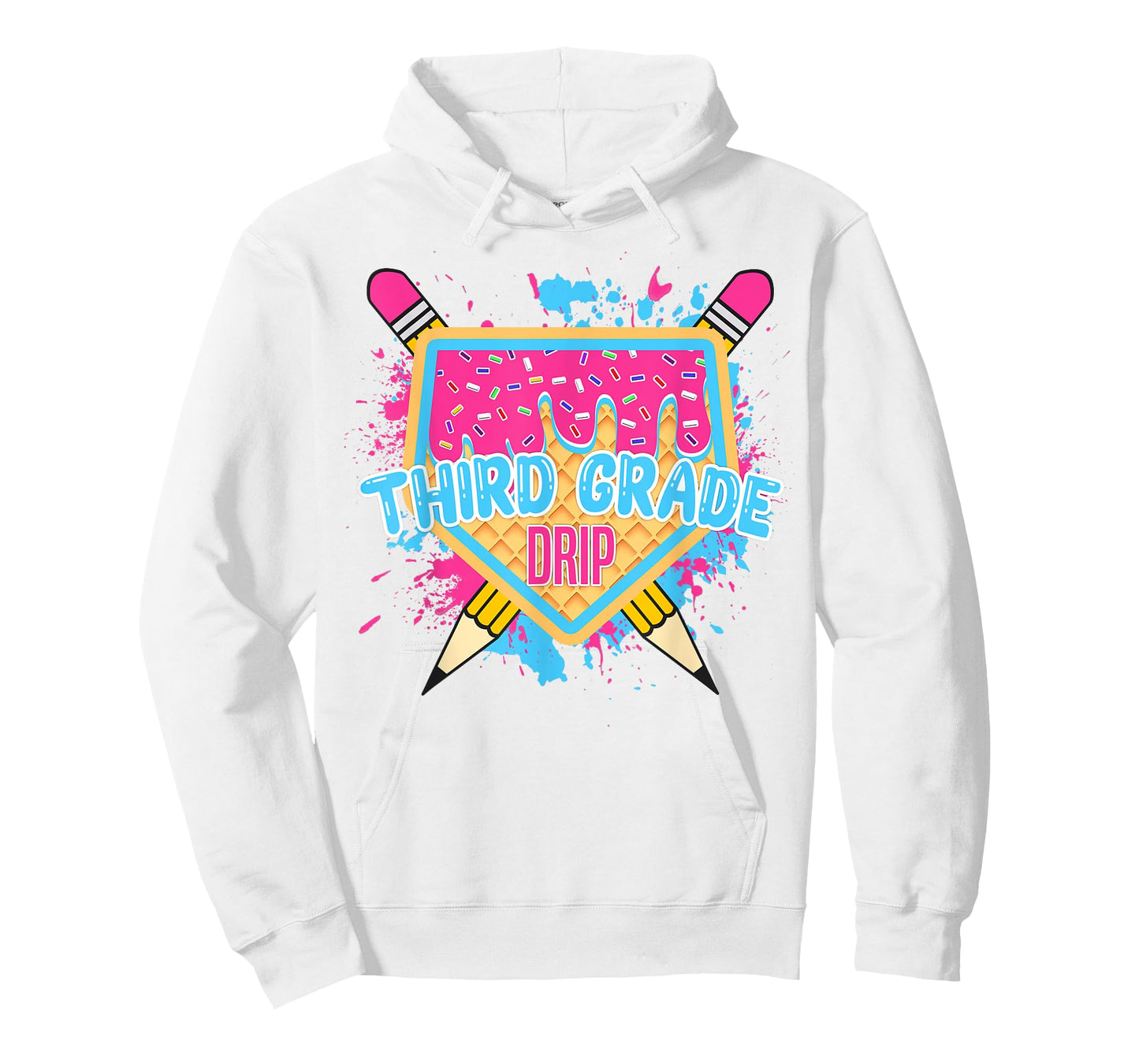 Third Grade Drip Ice Cream Home Plate Baseball Teachers Kids T-Shirt