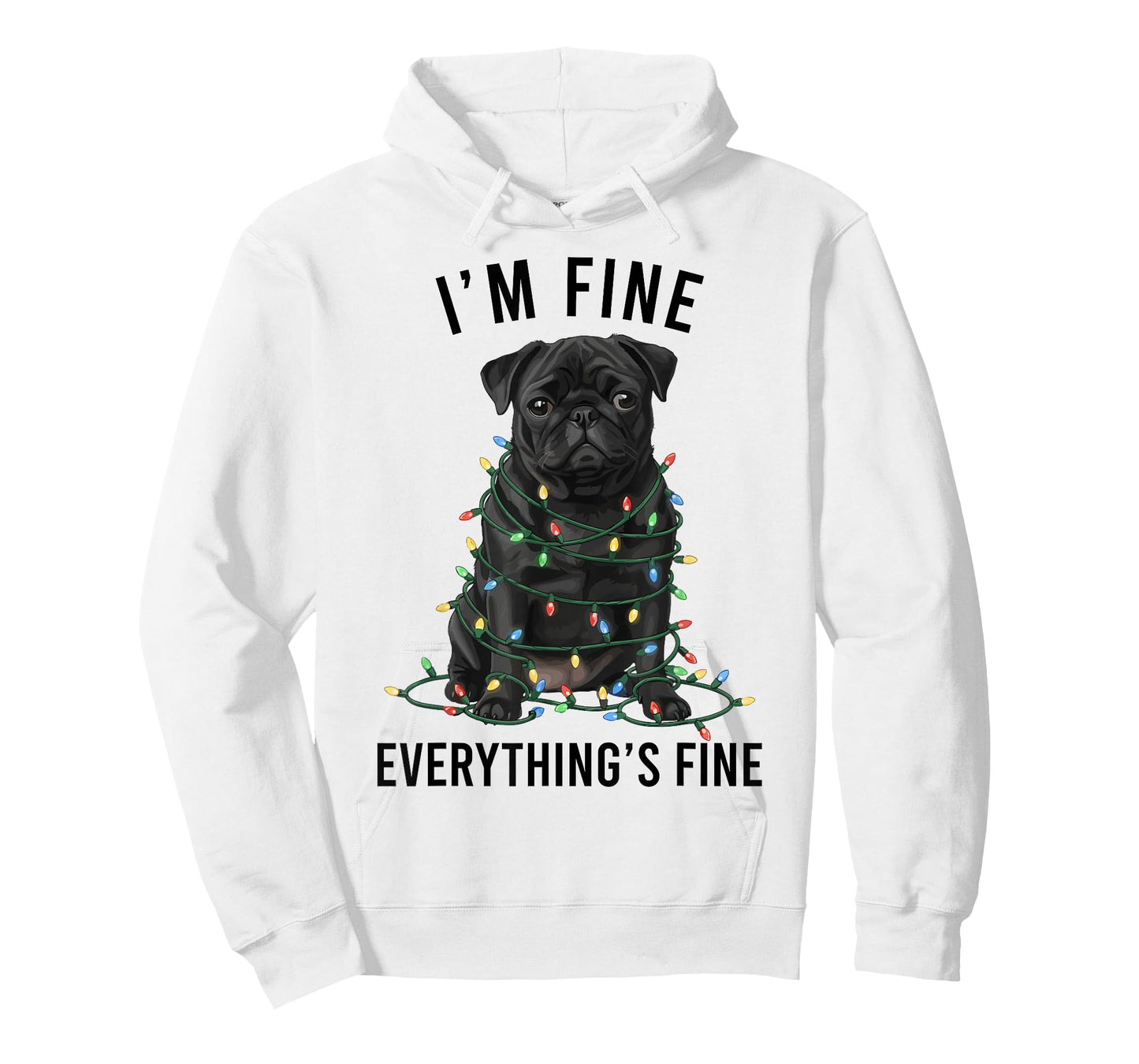 Black Pug Christmas I'm Fine Everything is Fine T-Shirt