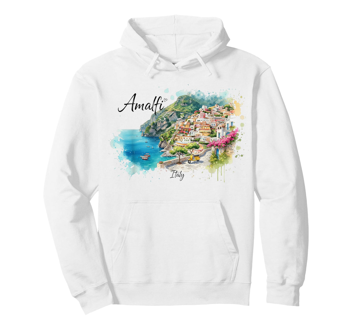 Amalfi Coast Watercolor Art Italy Travel Souvenir T-Shirt