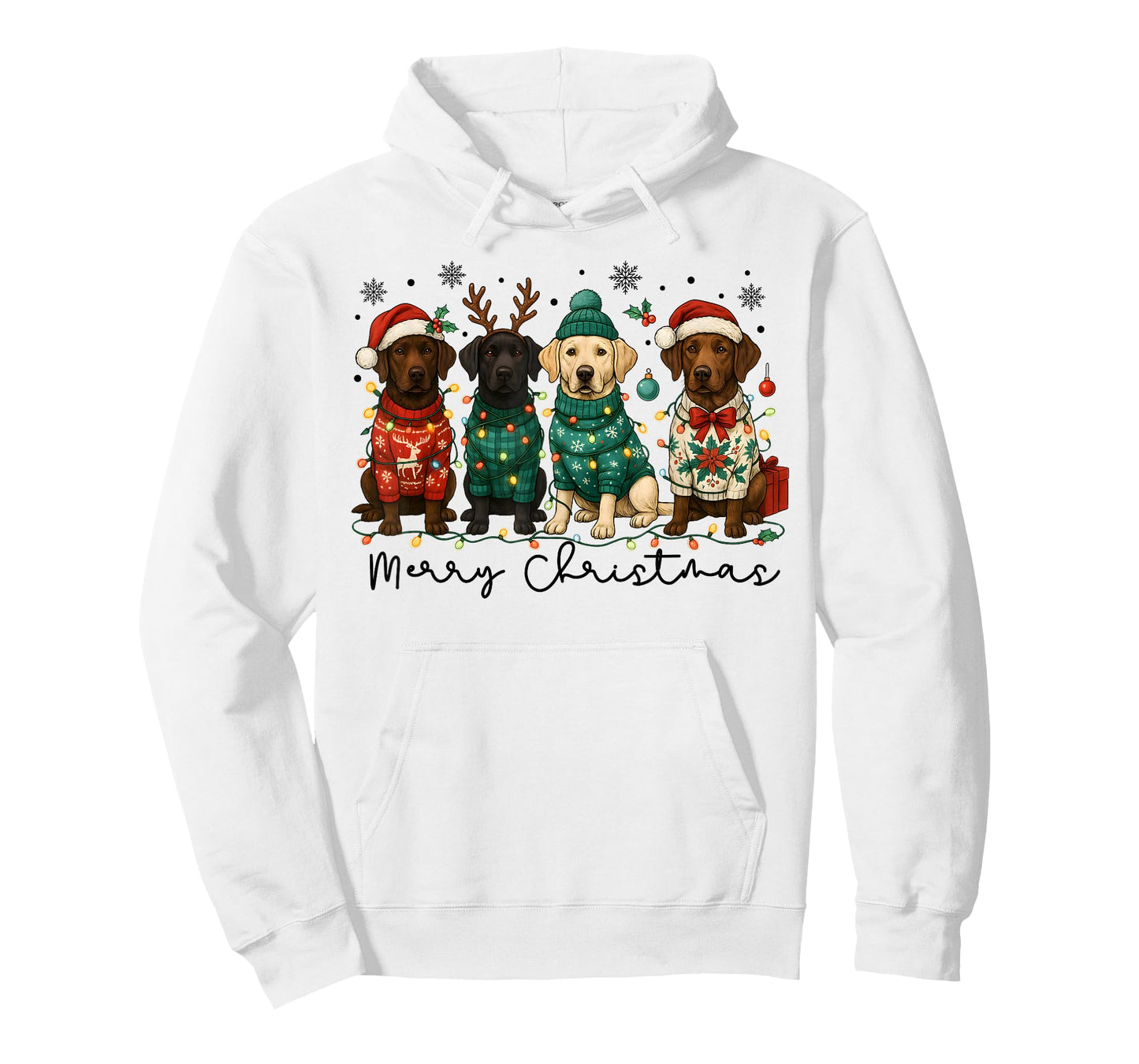 Merry Christmas Labrador Dog Retro Xmas Puppy Men Women Kids T-Shirt