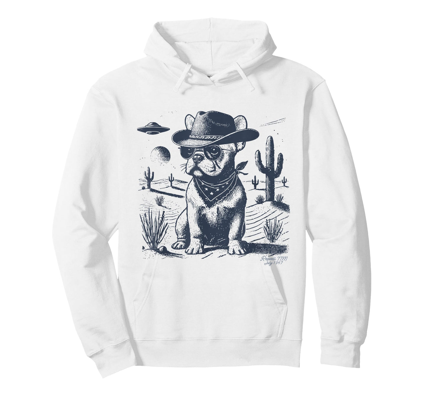 French Bulldog Frenchie Cowboy UFO Vintage Dog Mom Pet Dad T-Shirt