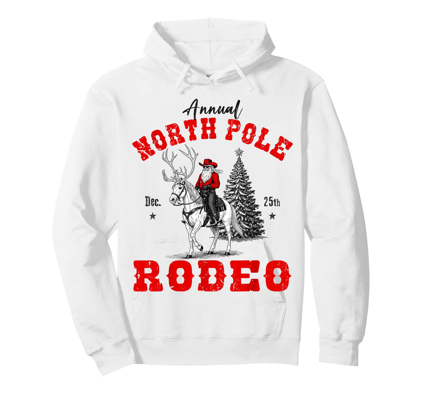 Cowboy Santa Riding Reindeer North Pole Rodeo Christmas T-Shirt