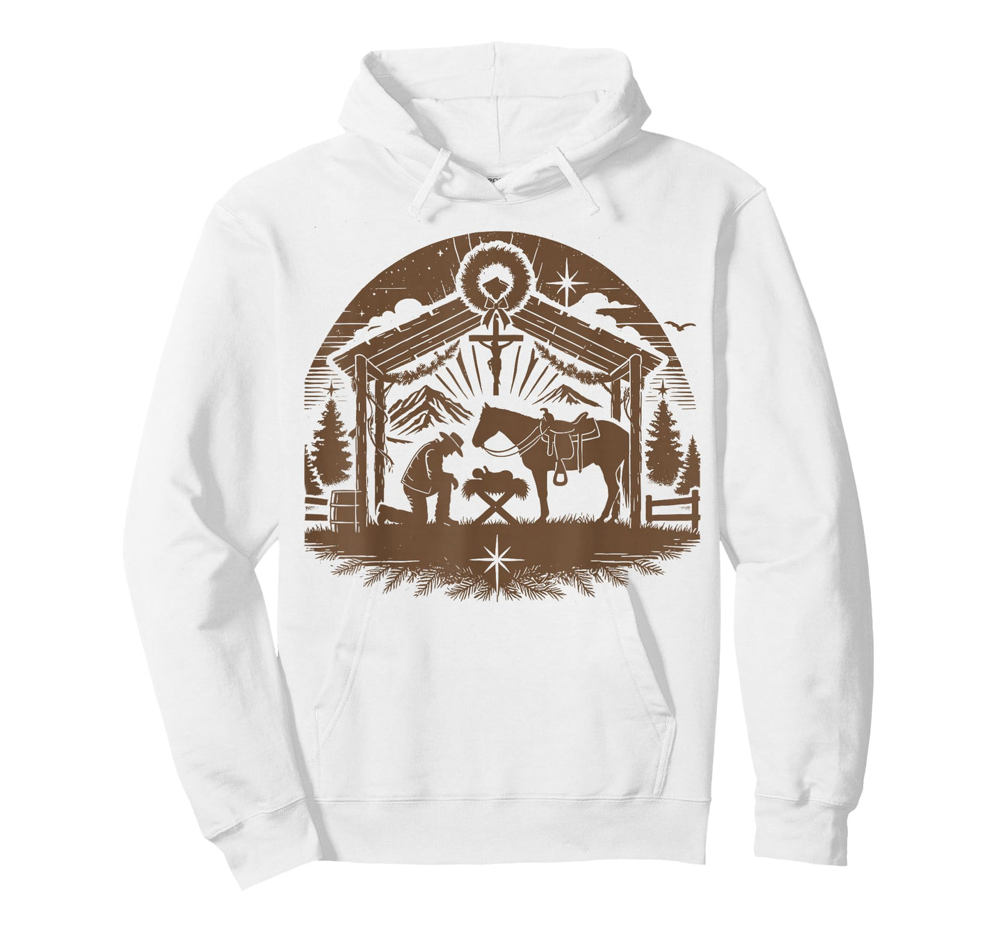 Praying Cowboy Christmas Nativity Christian Western Country T-Shirt