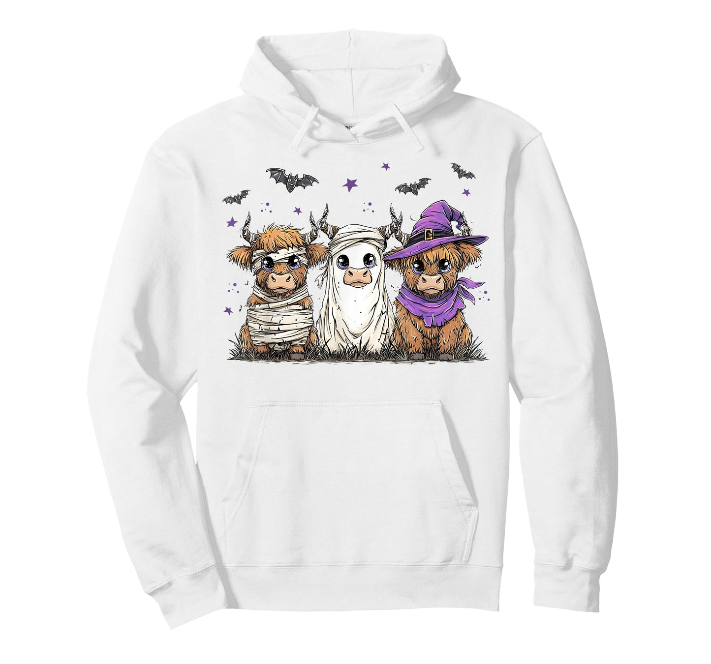 Halloween Highland Cow Witchy Cow Spooky Pumpkin Cow Ghost T-Shirt