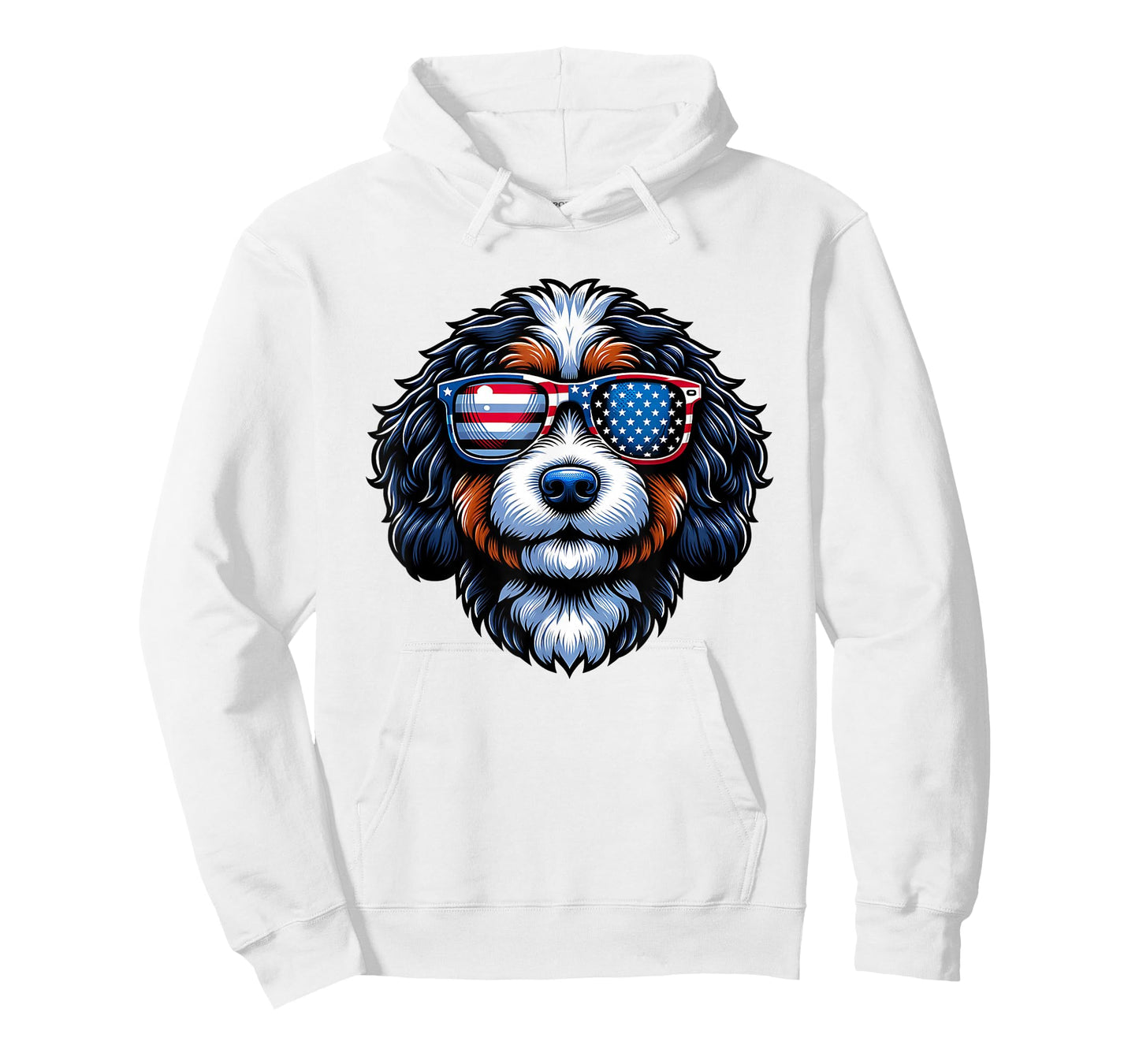 Patriotic Bernedoodle American Flag Sunglasses 4th of July T-Shirt