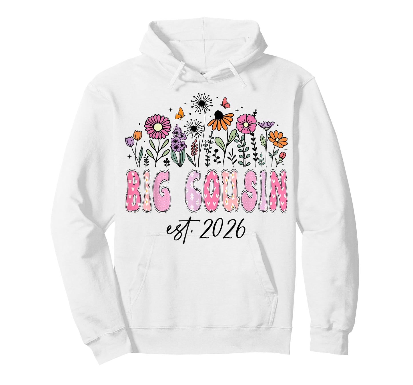 Big Cousin Est. 2026 Pink Wildflower Promoted to Big Cousin T-Shirt