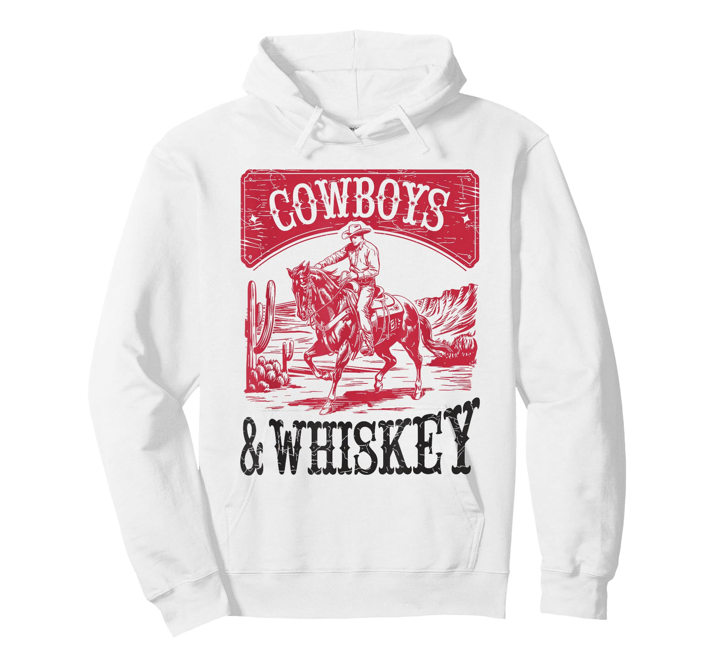 Cowboys & Whiskey, Vintage Bronc Rider Cowgirl T-Shirt