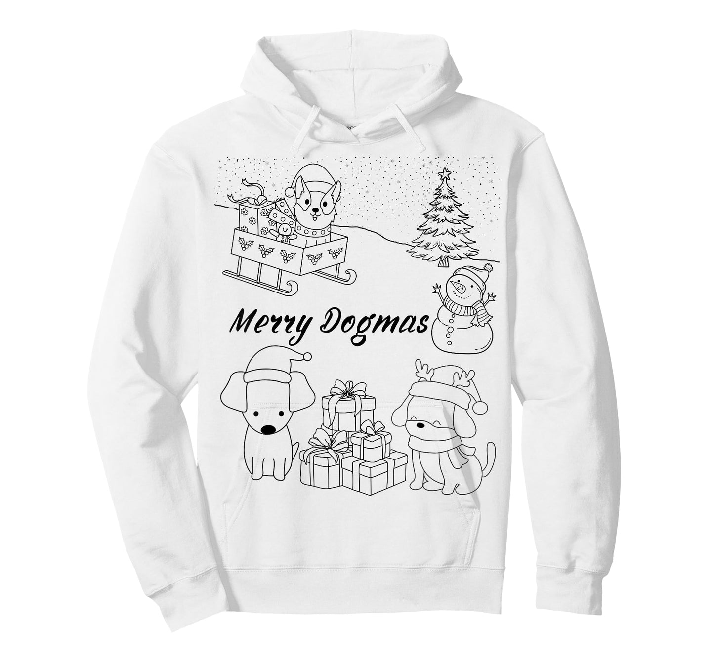 Merry Christmas Dogmas Cute Dogs Snow XMAS DIY Kids Coloring T-Shirt