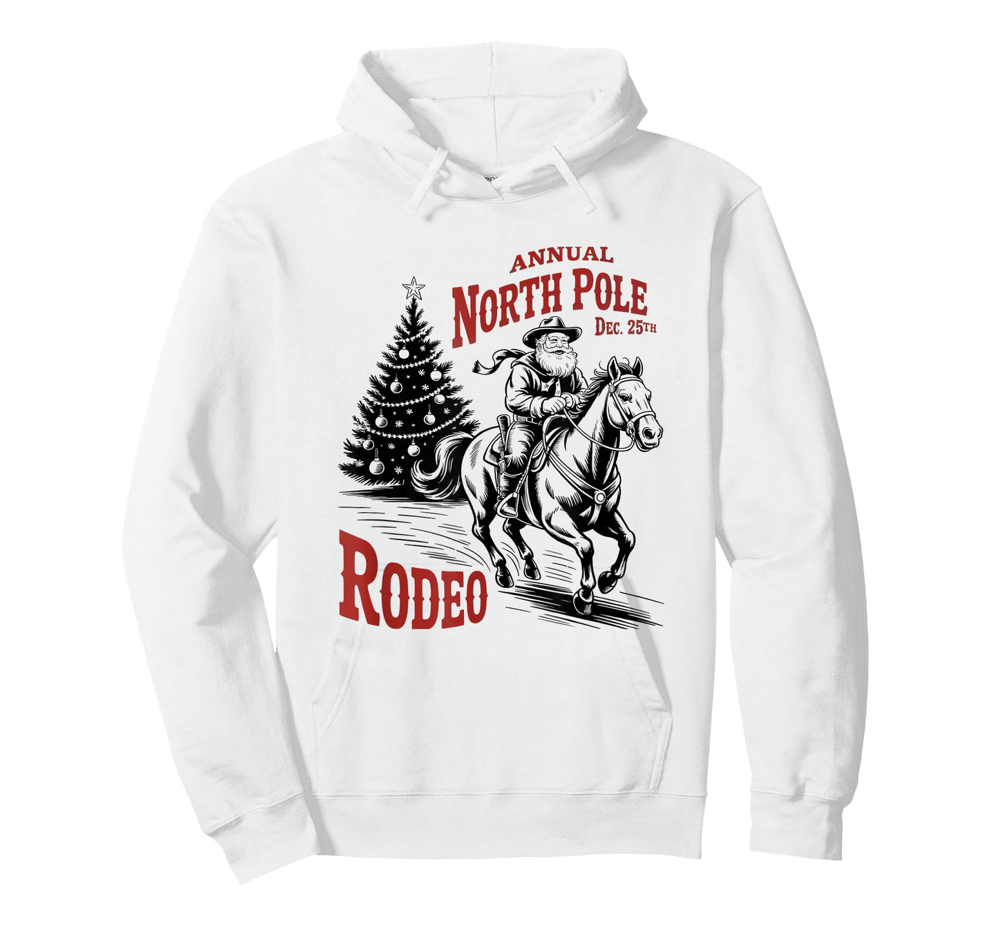Annual North Pole Rodeo Santa Western Cowboy Christmas Retro T-Shirt