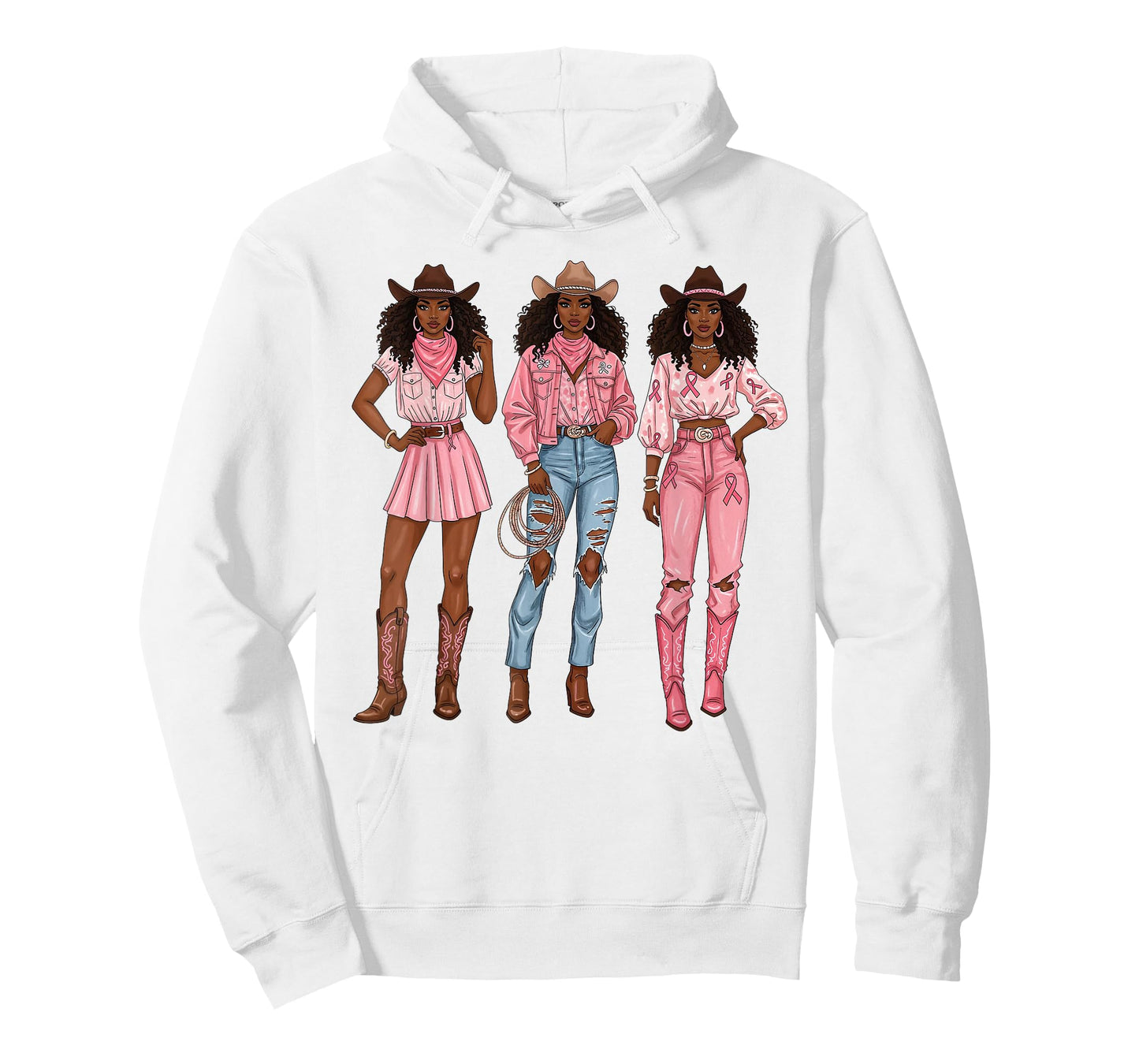 Black Cowgirl Breast Cancer Awareness Pink Ribbon Western T-Shirt