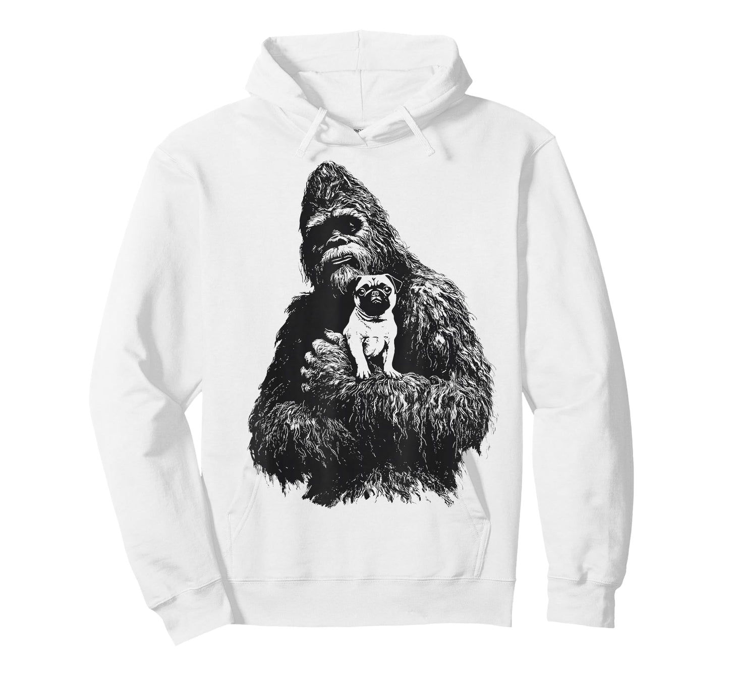 Bigfoot and Pug Sasquatch Dog Lover Funny Cryptid Animal T-Shirt