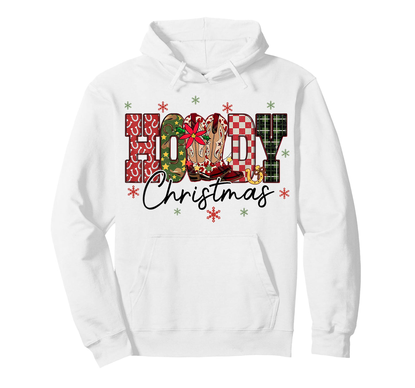 Retro Howdy Christmas Western Cowboy Boots Checkered Plaid T-Shirt